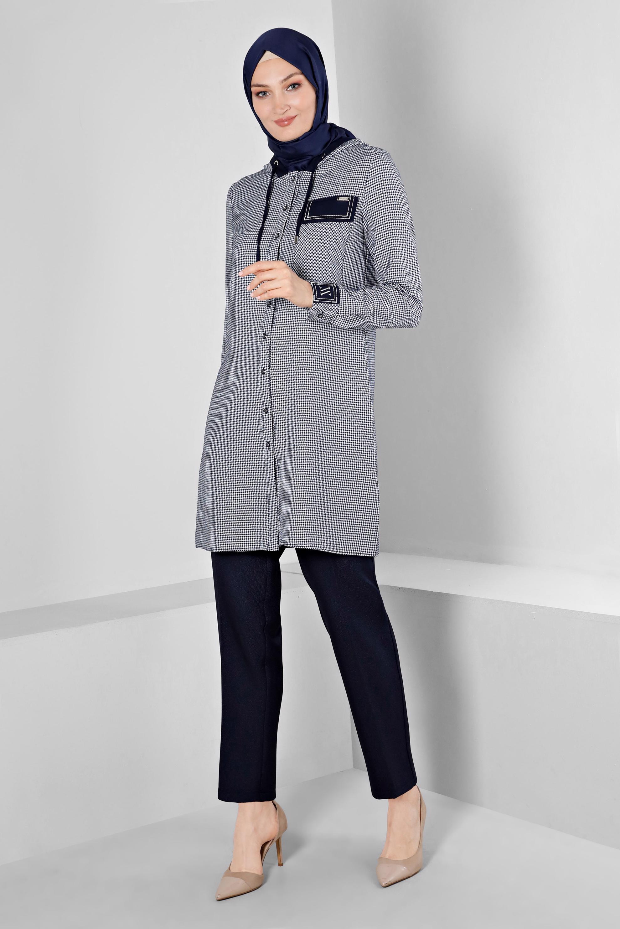 Tesettür giyim LACİVERT DÜZ KESİM BÜYÜK BEDEN PANTOLON 70463