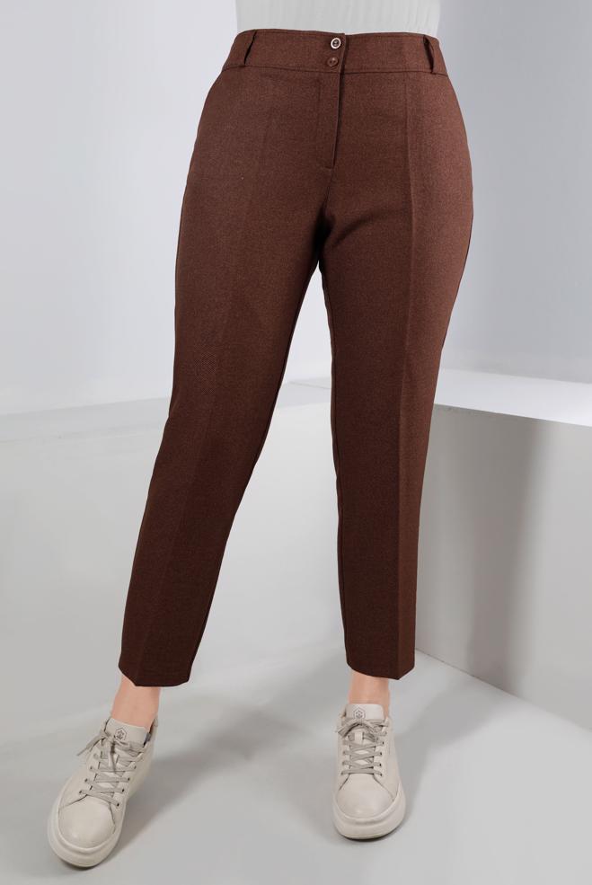 Vêtements hijab BRUN PANTALON CLASSIQUE COUPE DROITE 70463 - ALVİNA