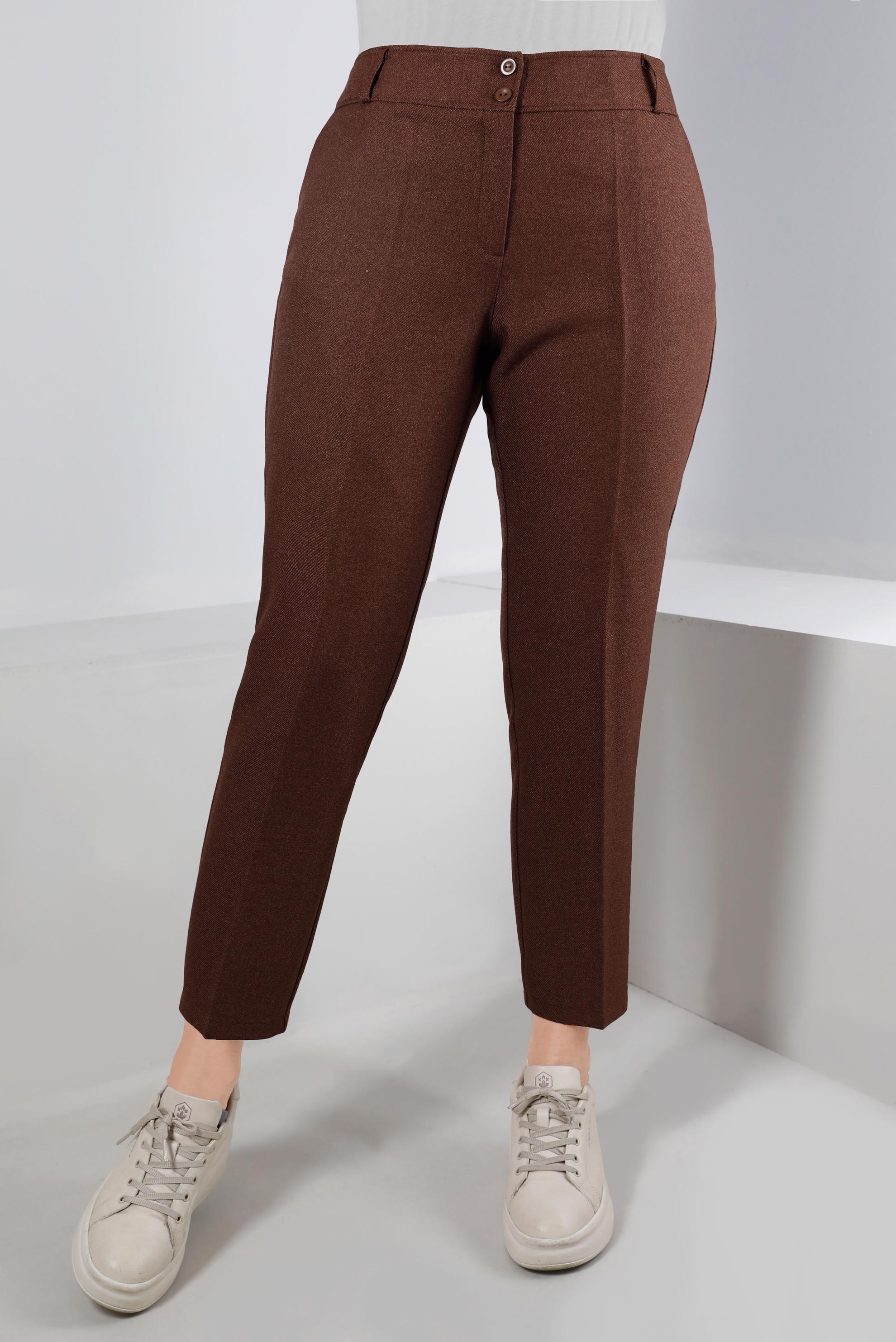 Hijab clothing BROWN STRAİGHT CUT CLASSIC TROUSERS 70463