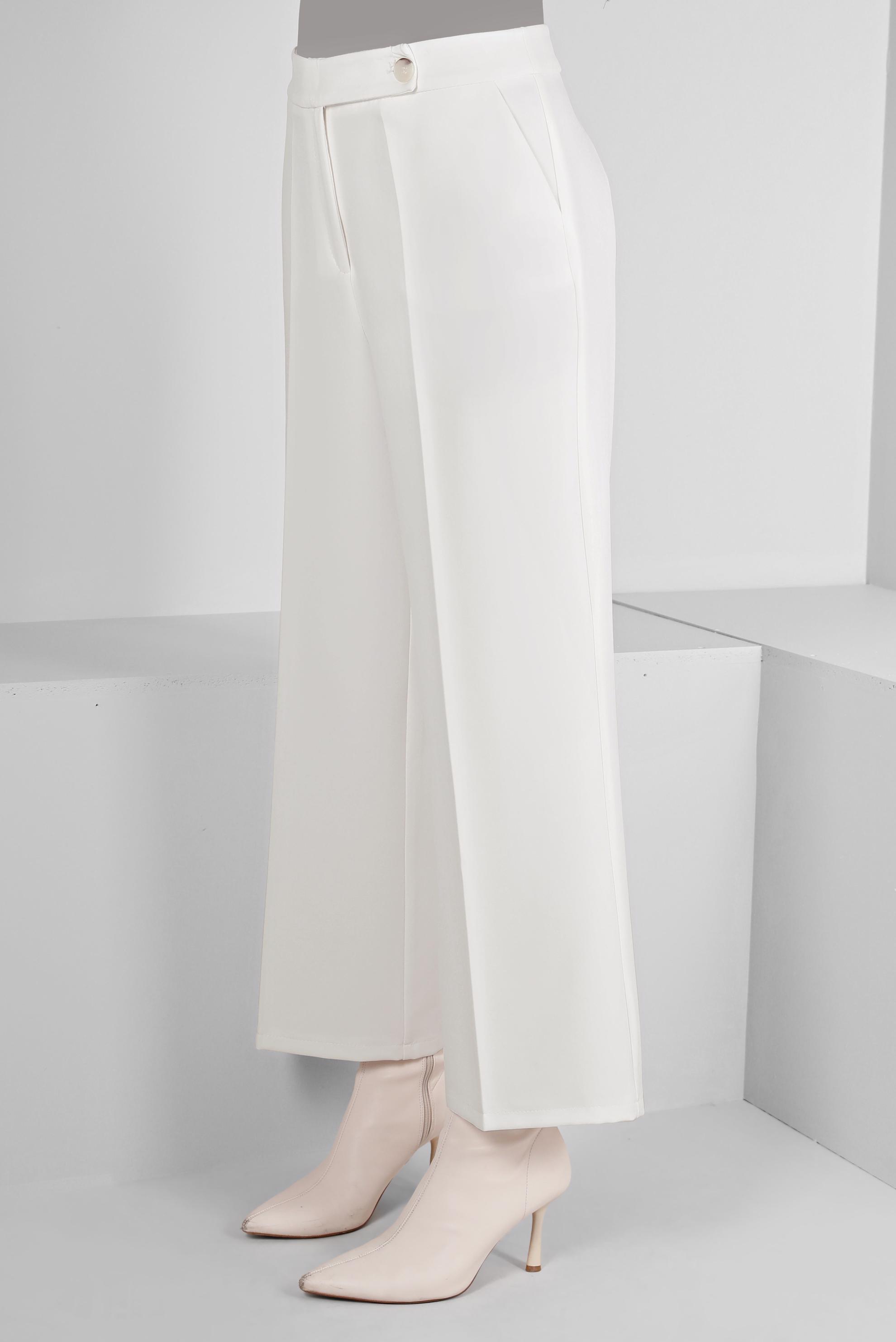 Tesettür giyim BEYAZ GENİŞ PAÇA PANTOLON 70464 