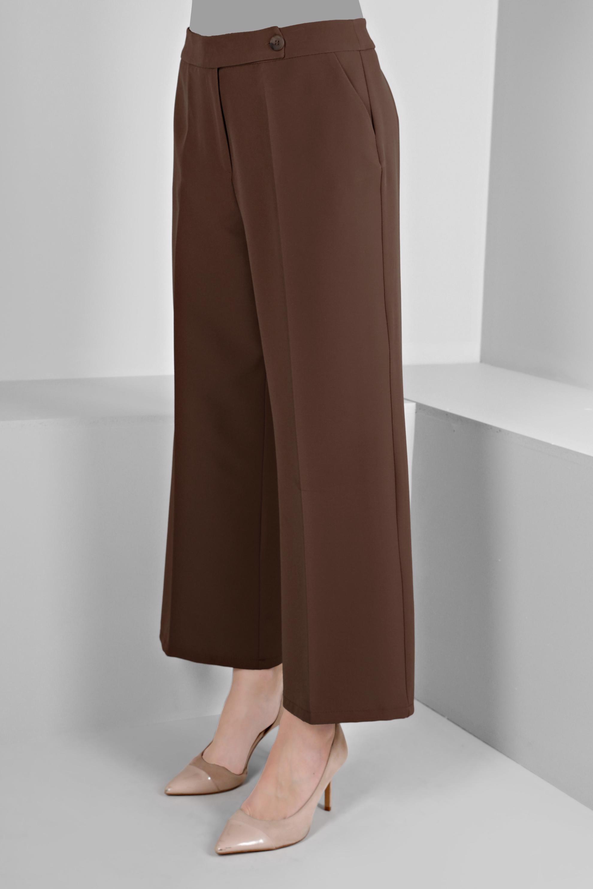 Tesettür giyim VİZON GENİŞ PAÇA PANTOLON 70464 