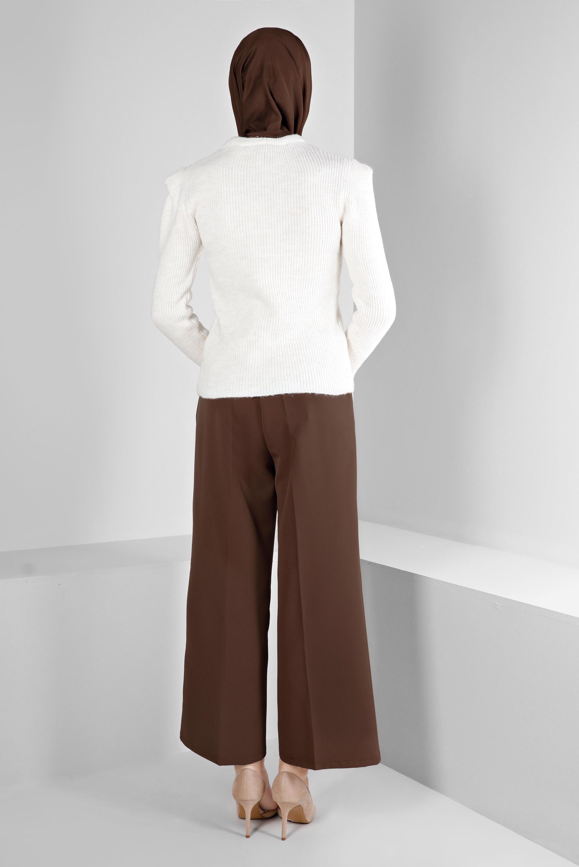 Tesettür giyim VİZON GENİŞ PAÇA PANTOLON 70464 