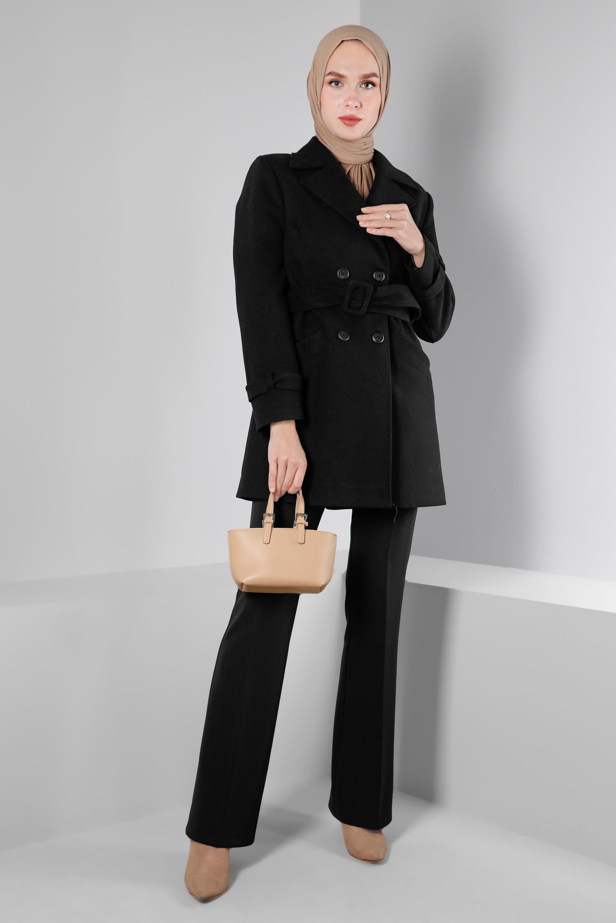 Tesettür giyim SİYAH İSPANYOL PAÇA PANTOLON 70465