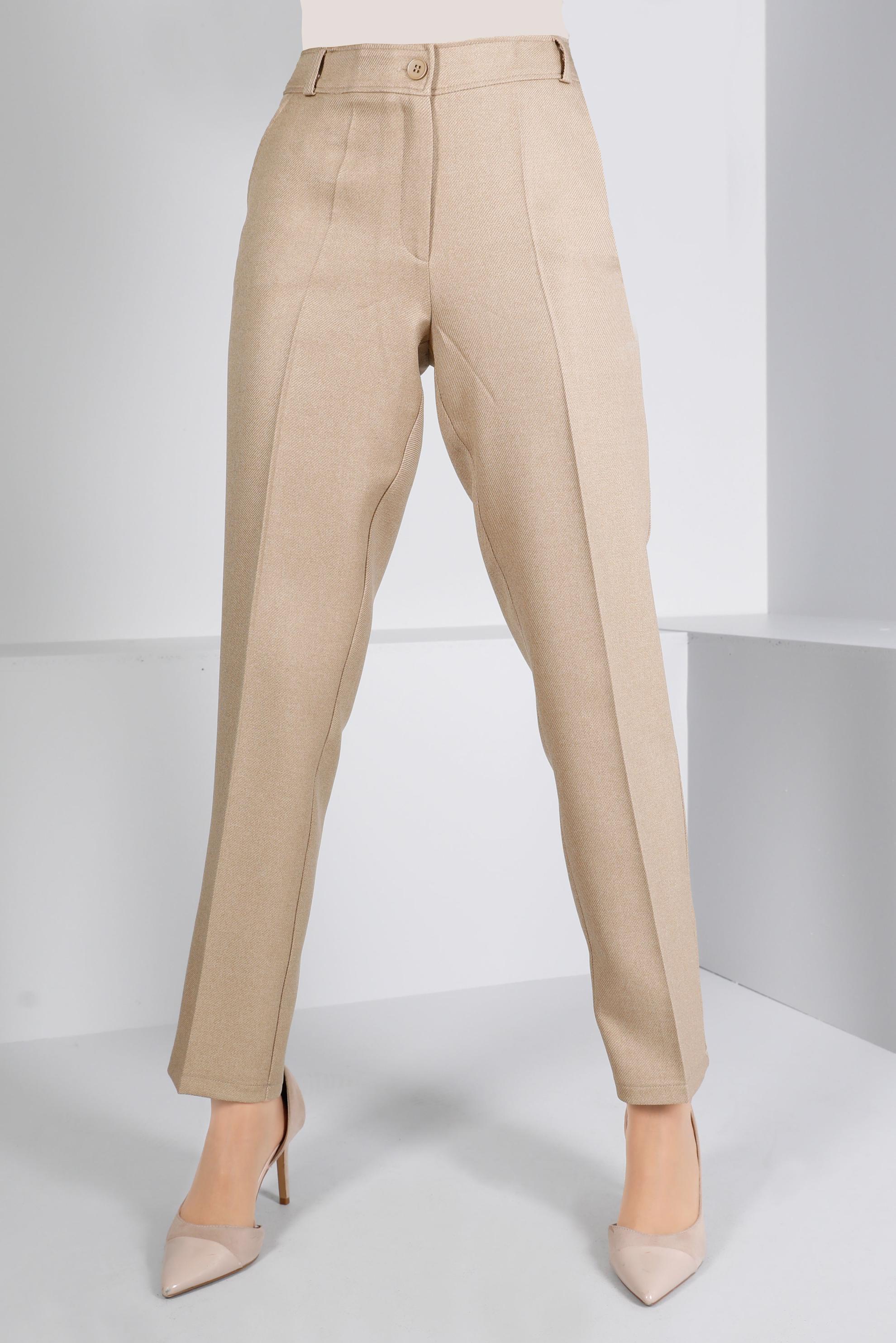 Tesettür giyim BEJ KLASİK KESİM DÜĞMELİ PANTOLON 70466