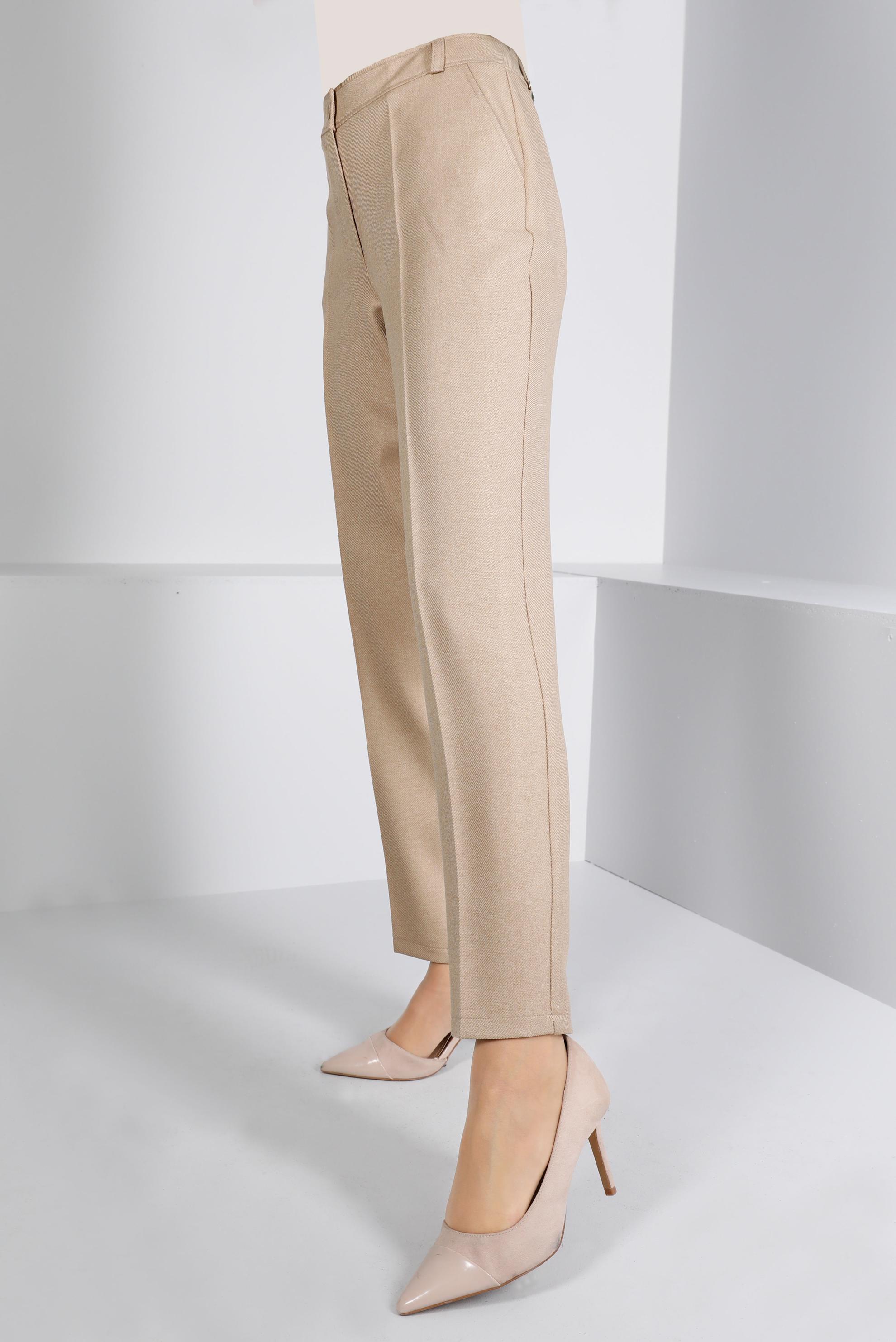 Tesettür giyim BEJ KLASİK KESİM DÜĞMELİ PANTOLON 70466