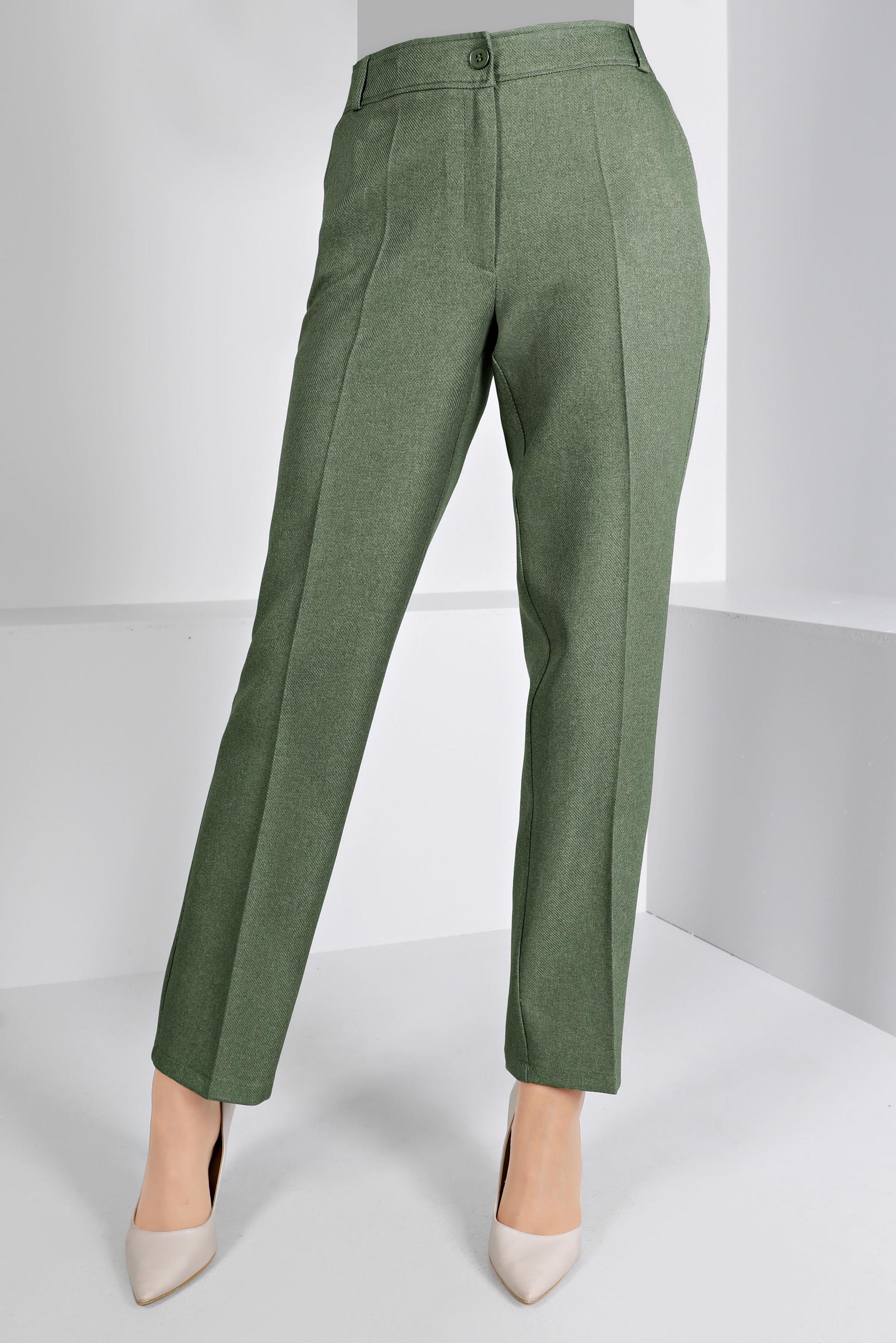 Tesettür giyim YEŞİL KLASİK KESİM DÜĞMELİ PANTOLON 70466