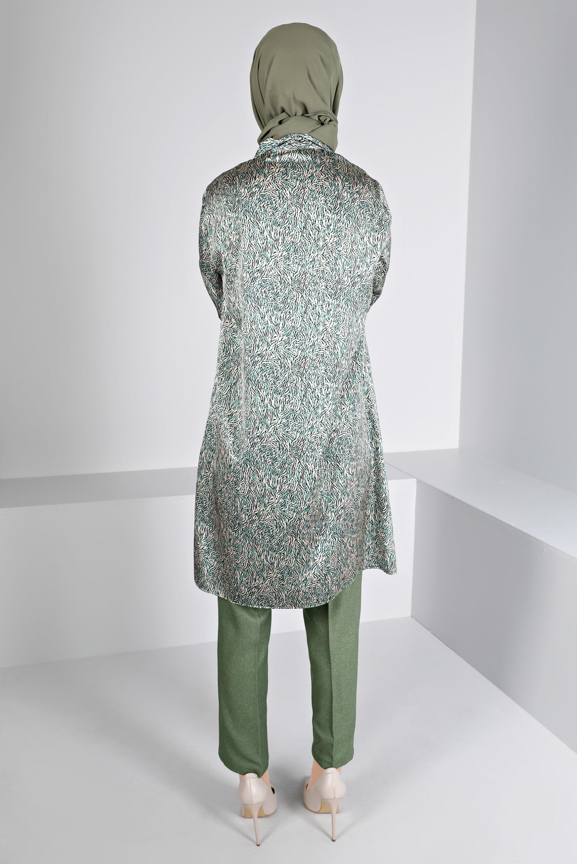 Tesettür giyim YEŞİL KLASİK KESİM DÜĞMELİ PANTOLON 70466