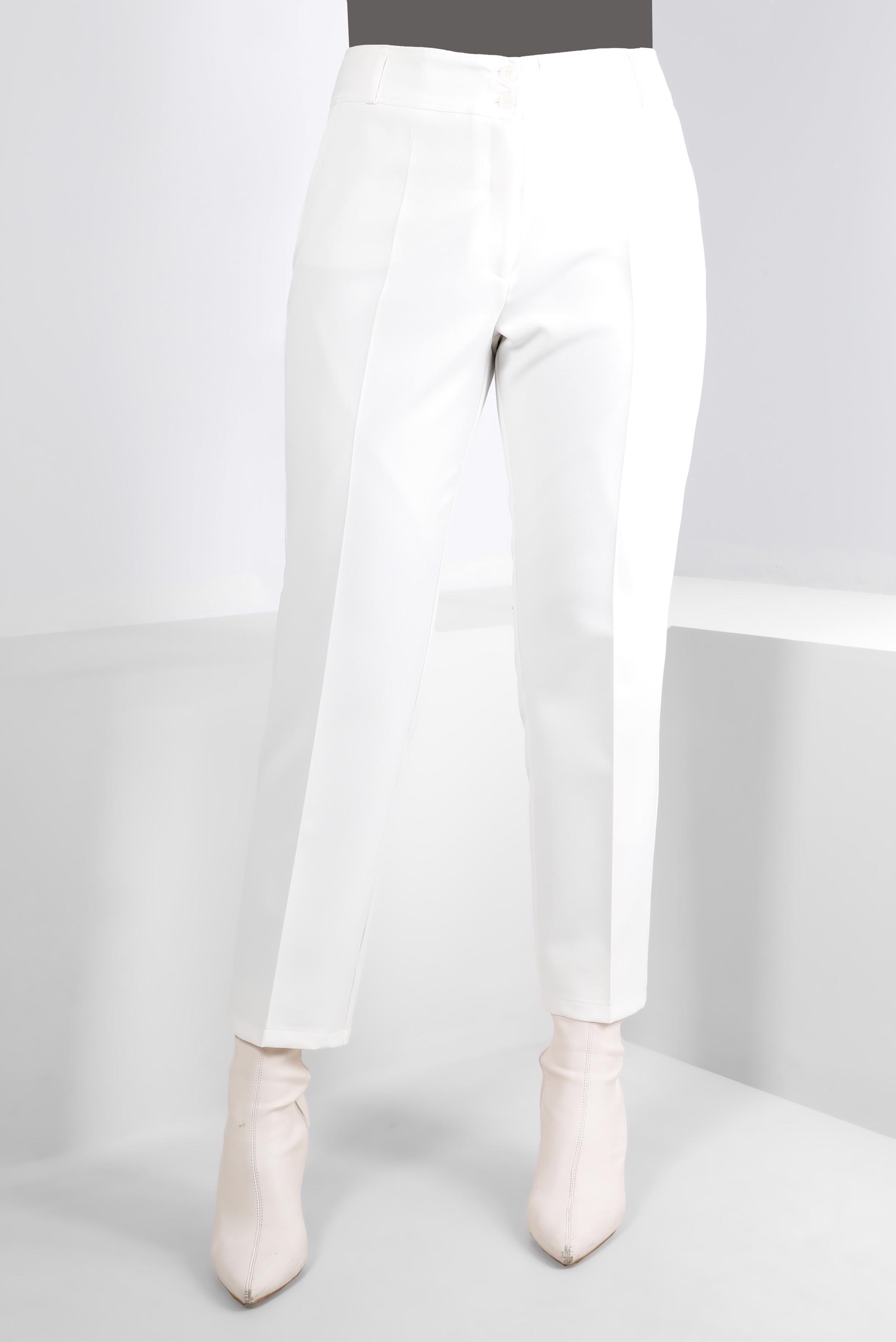 Tesettür giyim BEYAZ DÜZ KESİM KLASİK PANTOLON 70468