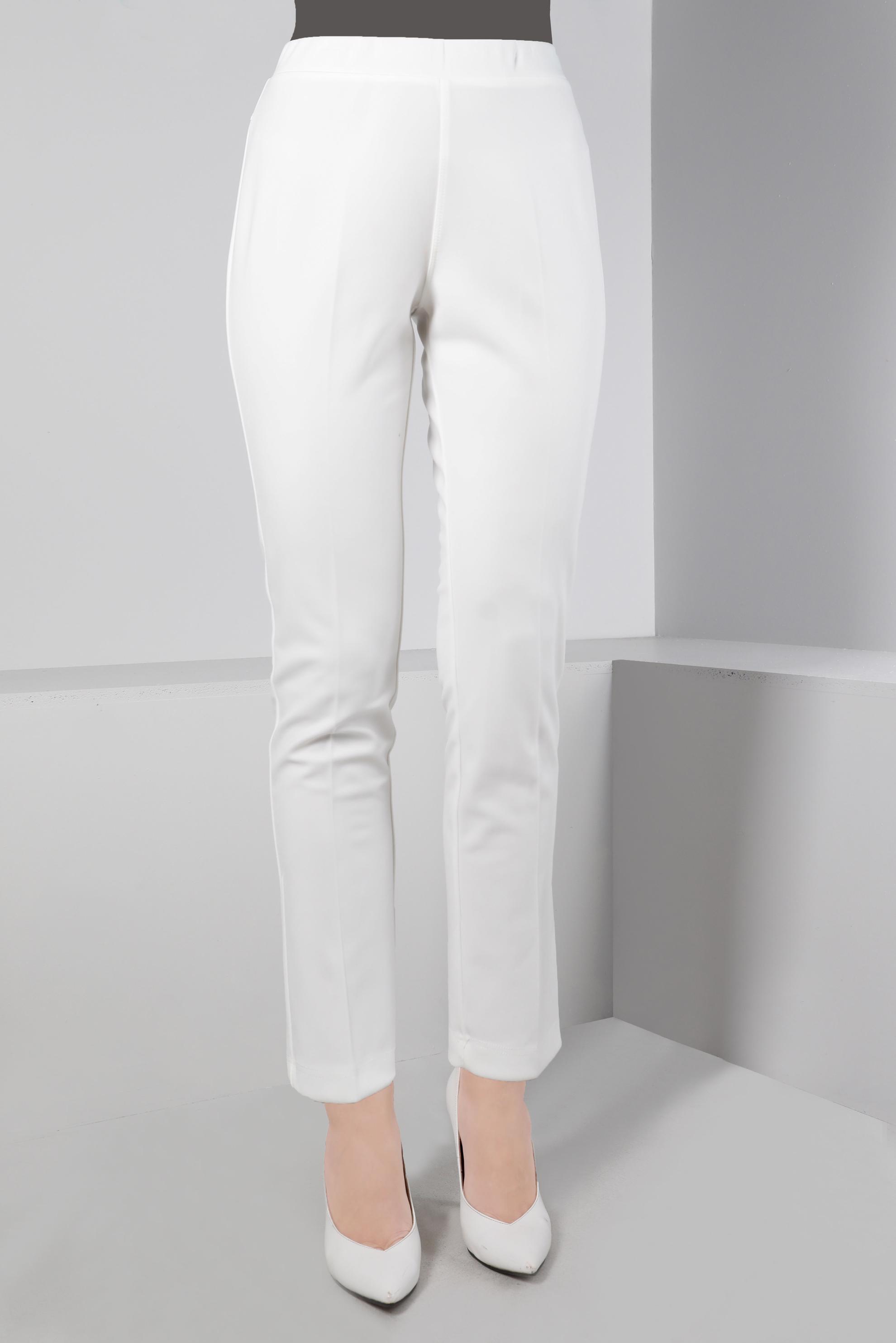 Hijab clothing WHITE ELASTIC WAIST SKINNY LEG TROUSERS 70469