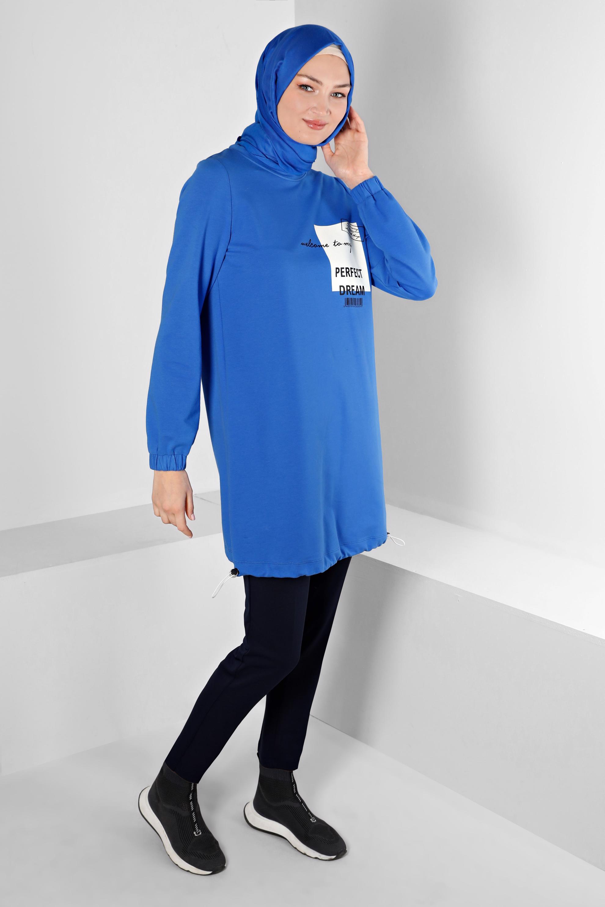 Tesettür giyim LACİVERT BELİ LASTİKLİ DAR PAÇA PANTOLON 70469