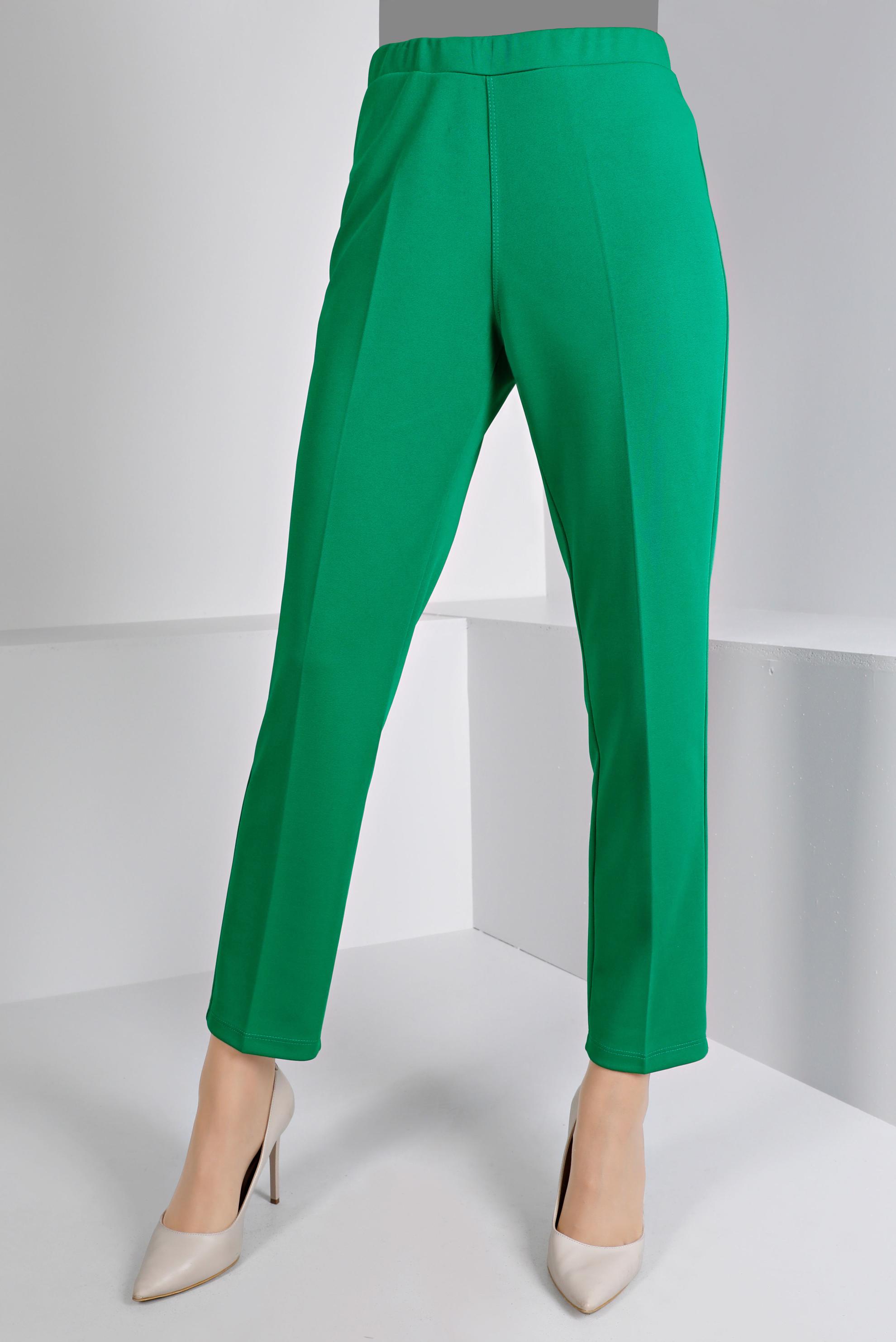 Tesettür giyim YEŞİL BELİ LASTİKLİ DAR PAÇA PANTOLON 70469