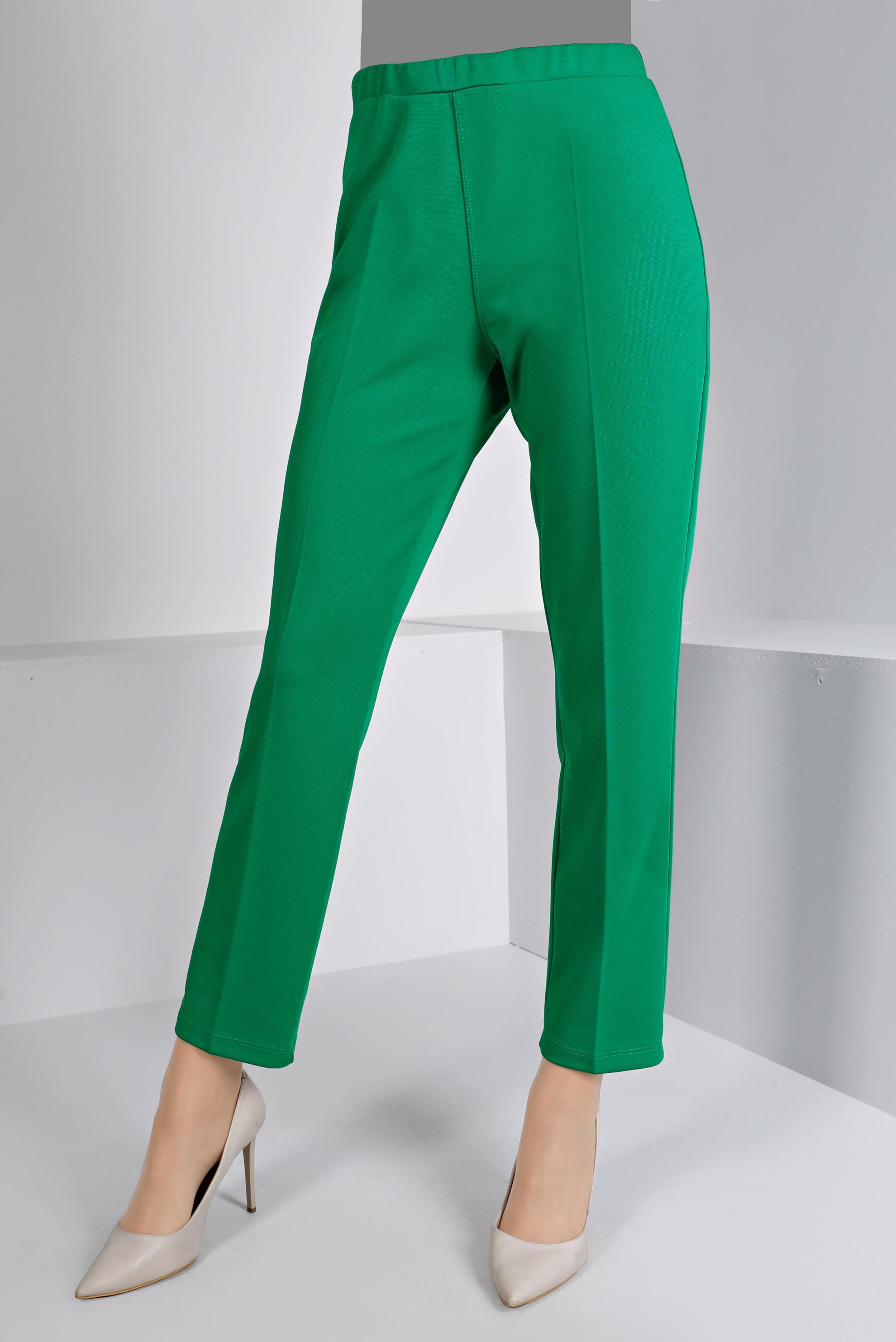 Tesettür giyim YEŞİL BELİ LASTİKLİ DAR PAÇA PANTOLON 70469