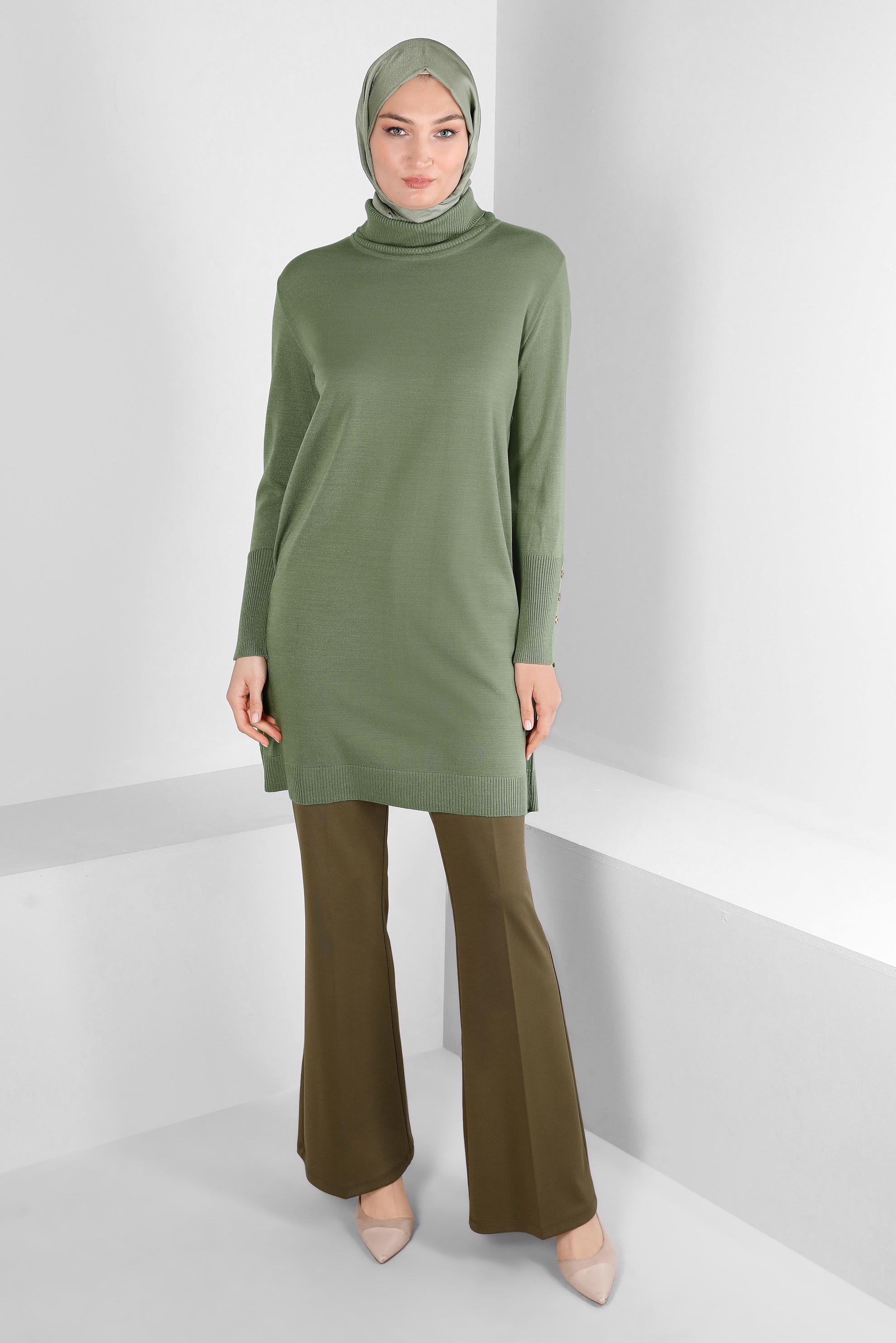 Tesettür giyim HAKİ İSPANYOL PAÇA PANTOLON 70470