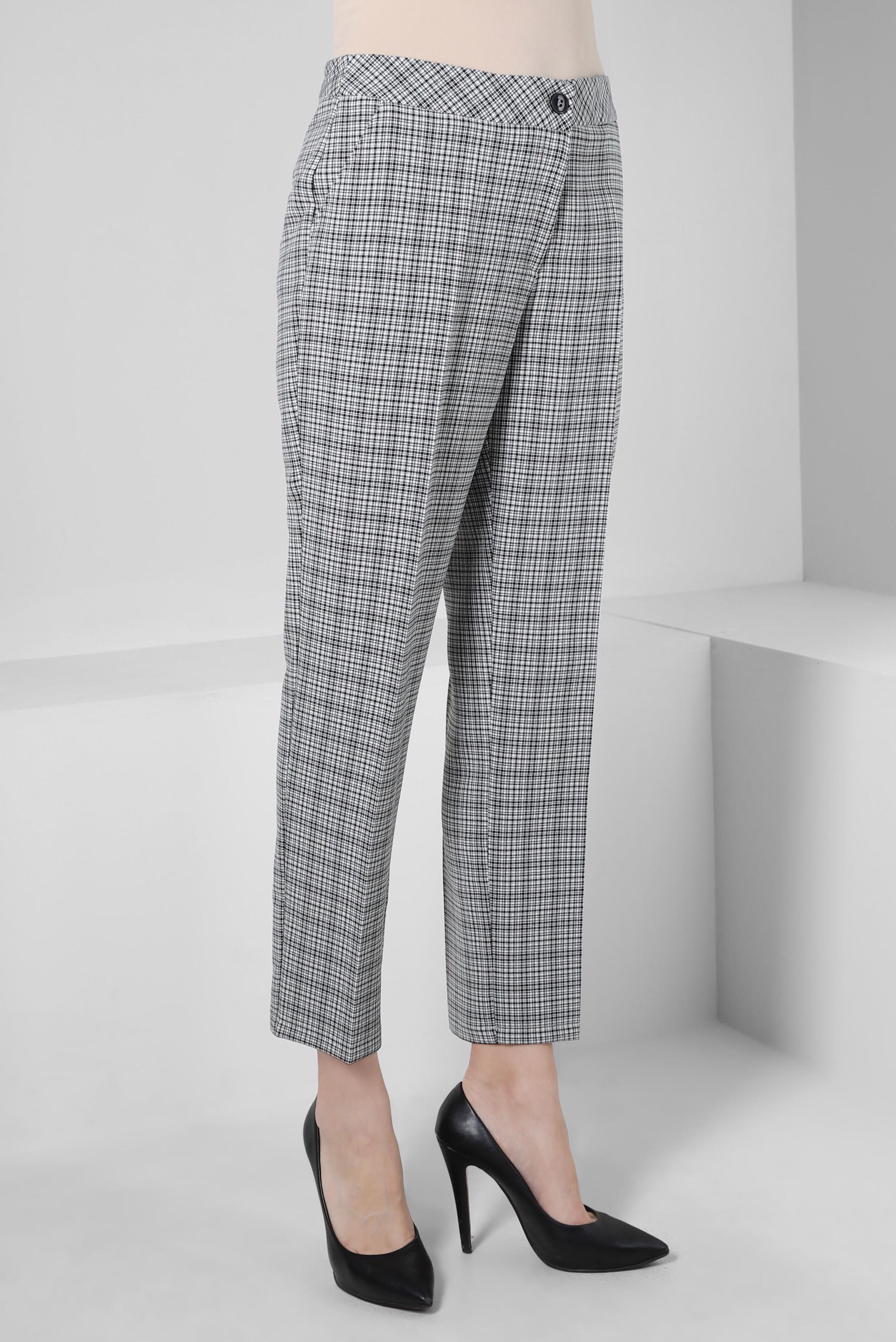 Tesettür giyim SİYAH EKOSE DESENLİ PANTOLON 70473