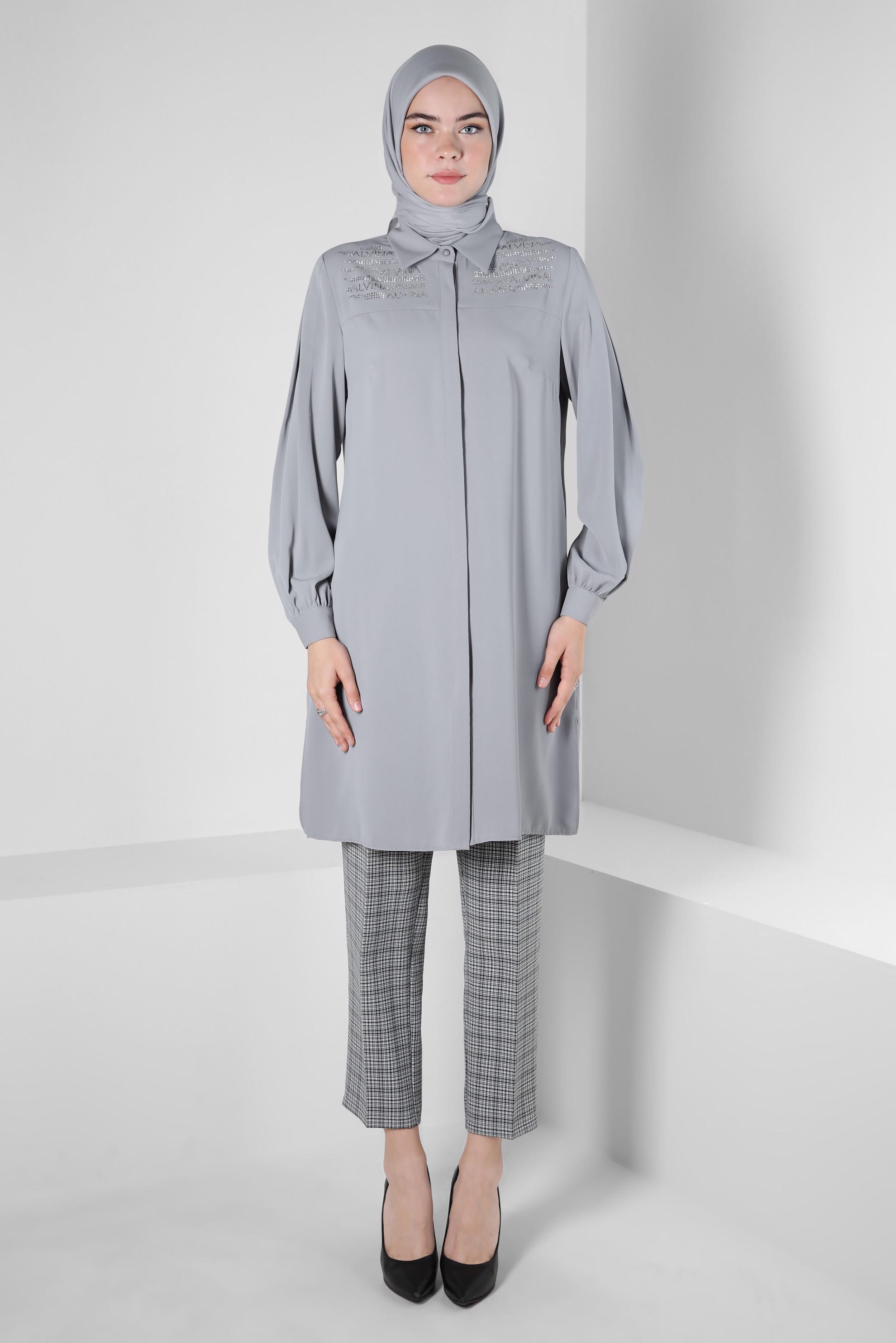 Tesettür giyim SİYAH EKOSE DESENLİ PANTOLON 70473