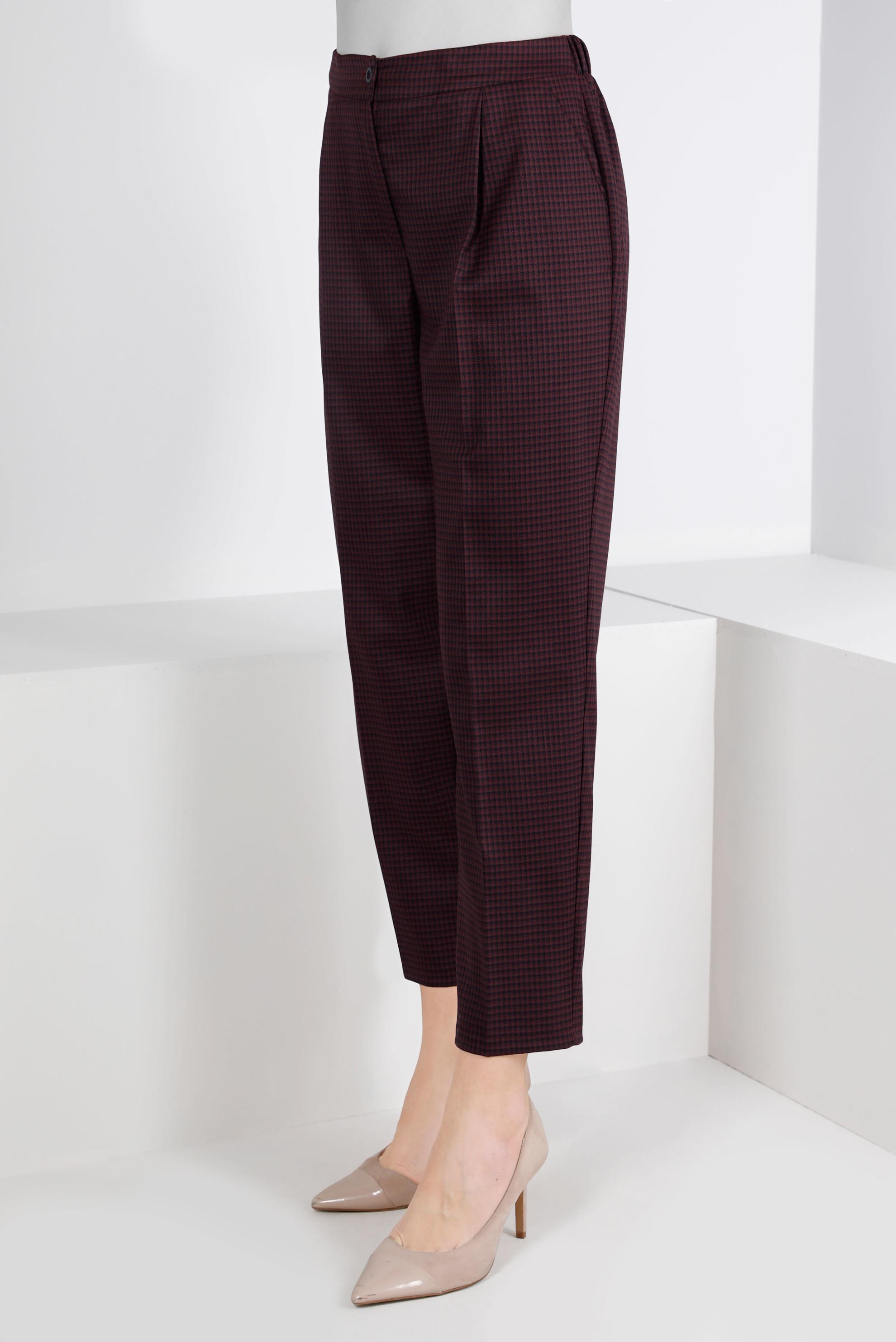 Tesettür giyim BORDO EKOSE FERMUARLI PANTOLON 70475