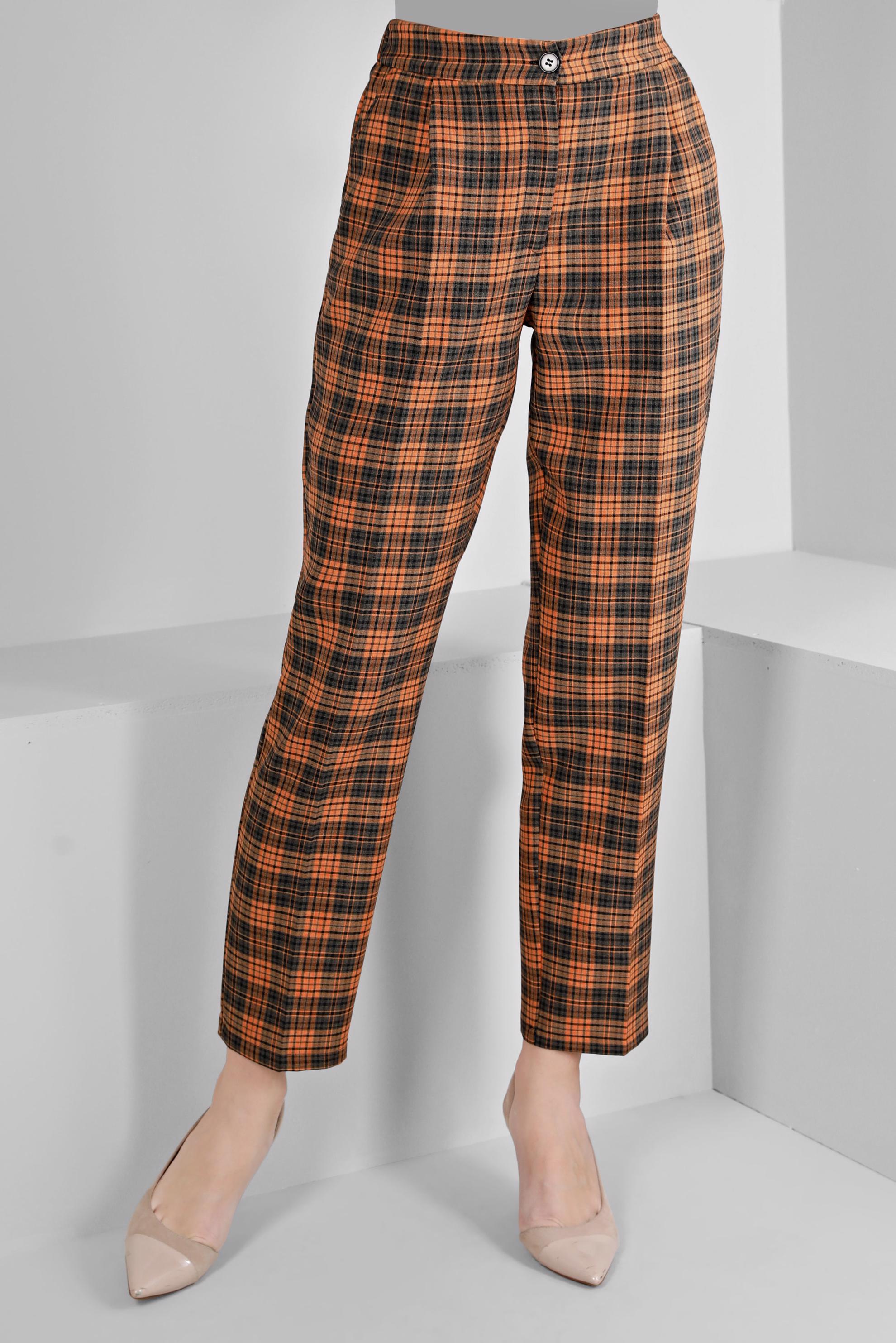 Vêtements hijab ORANGE PANTALON MOTIF CARREAUX 70476