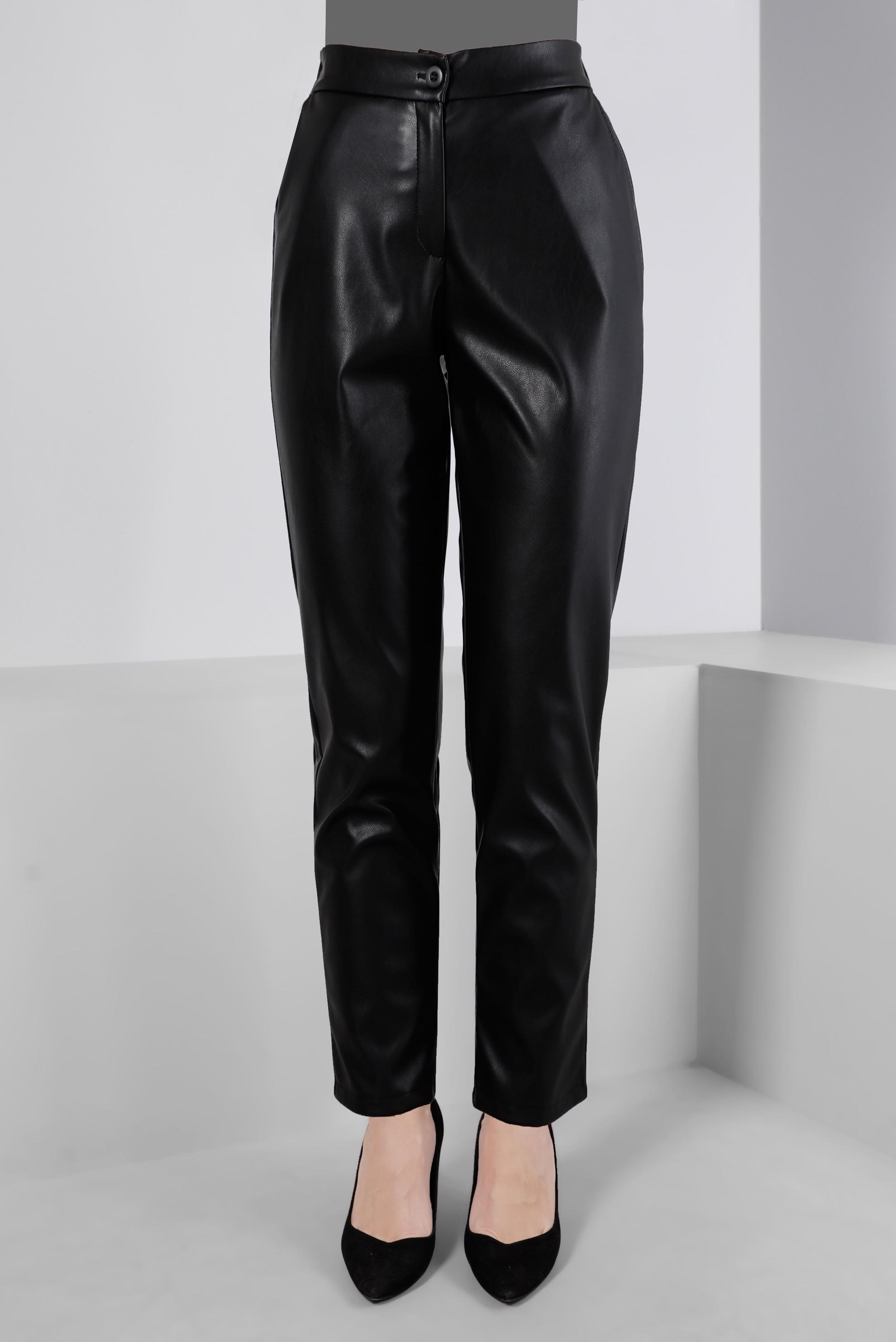 Vêtements hijab NOIR PANTALON SIMILI CUIR BOUTONS 70480