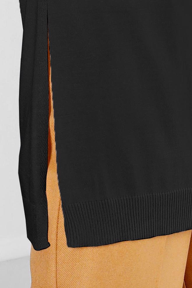 Tesettür giyim SİYAH DÜĞME DETAYLI TRİKO PANÇO 43125 - ALVİNA