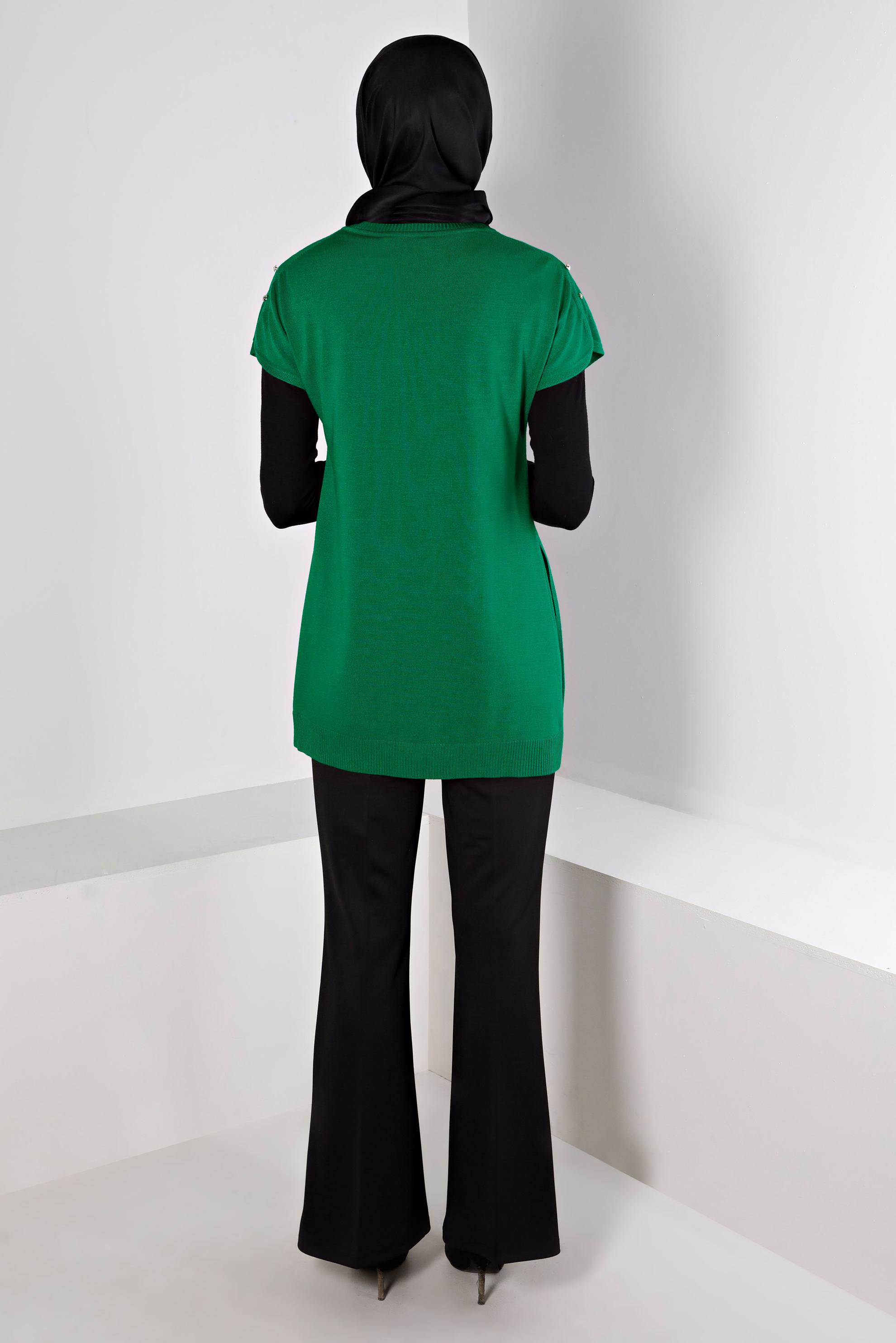 Vêtements hijab VERT TUNIQUE EN MAILLE AVEC BOUTONS 43125