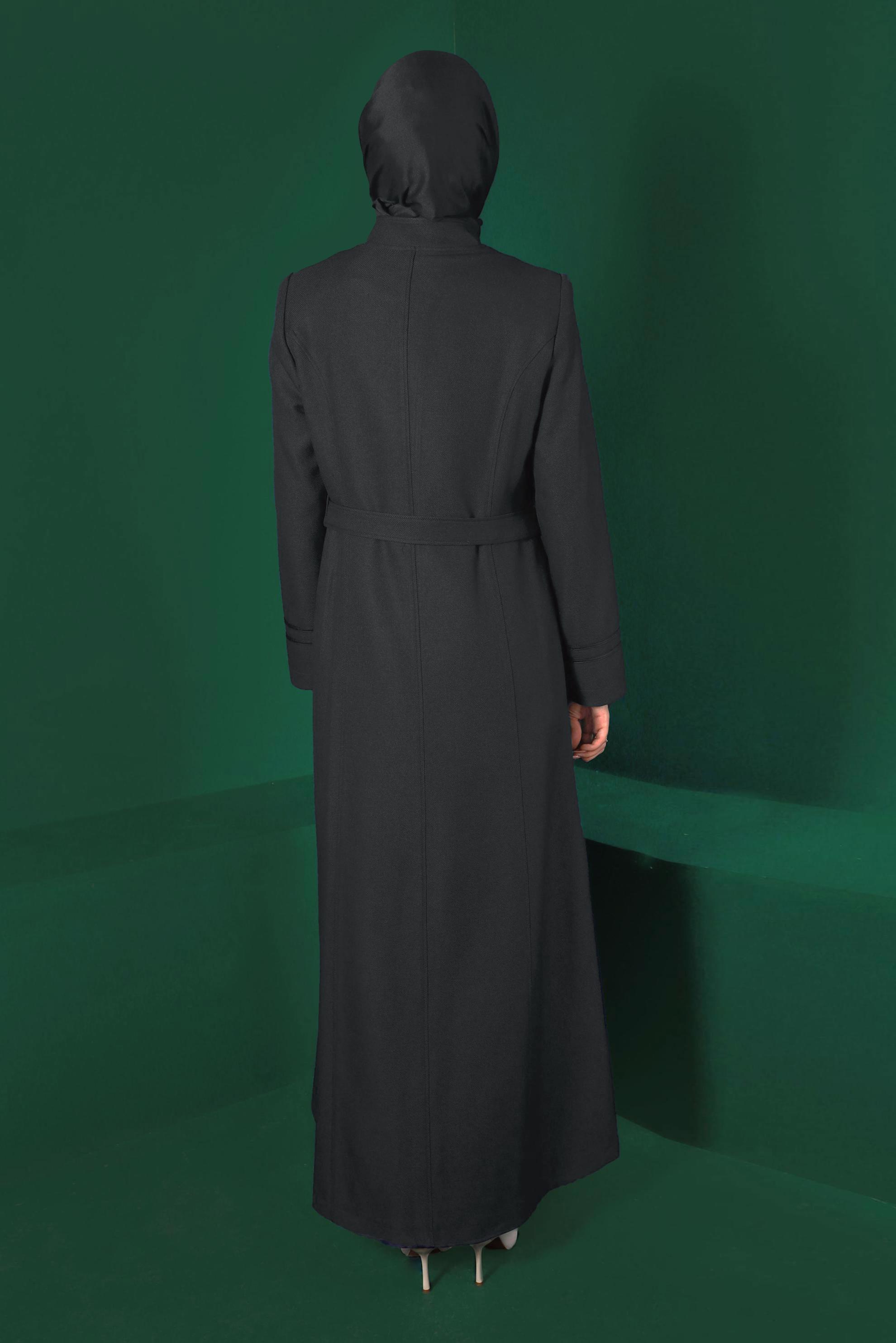Vêtements hijab GRIS PARDESSUS CEINTURÉ ZIPPÉ 10496