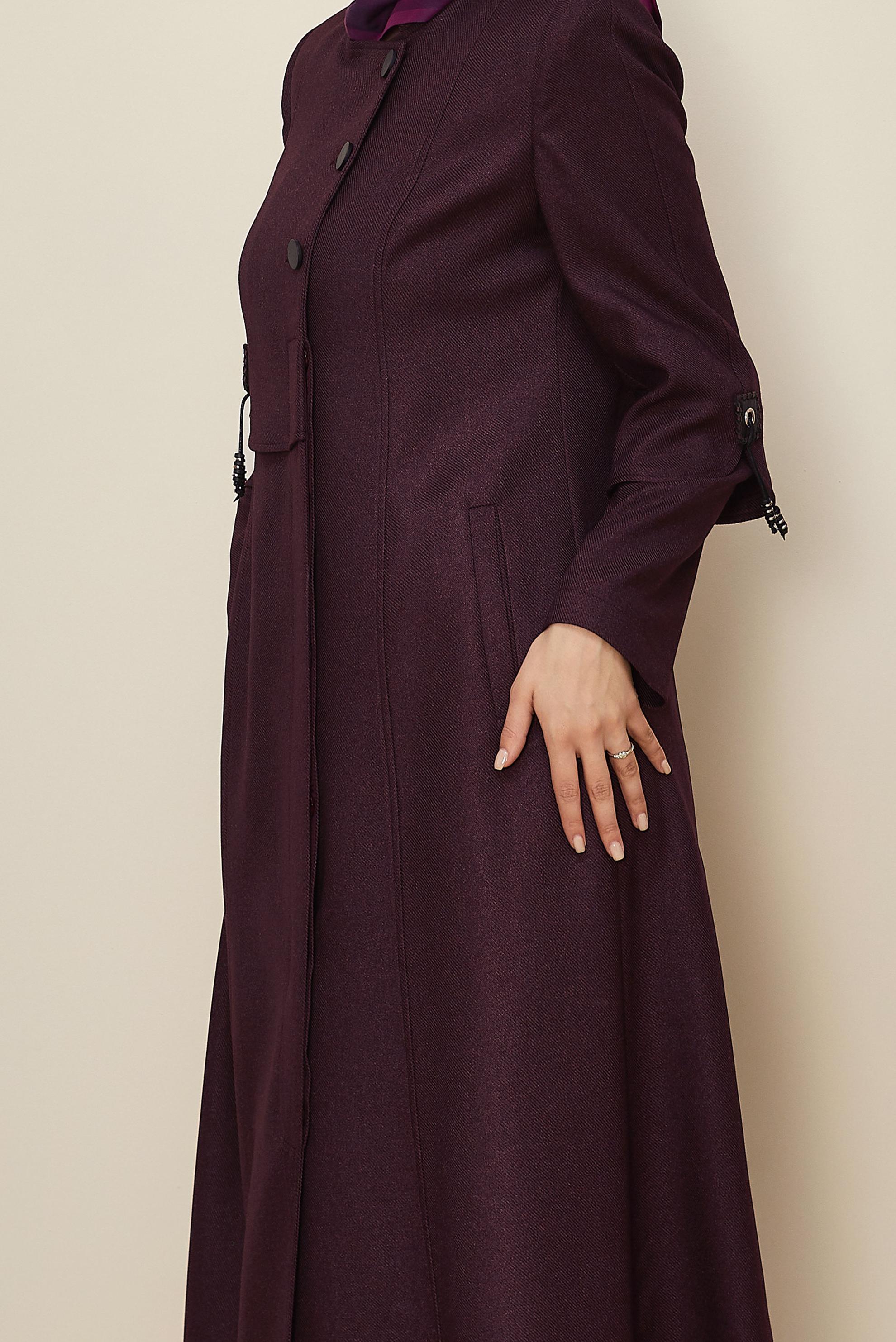 Vêtements hijab PRUNE PARDESSUS COL MANDARINE BOUTONS 10499