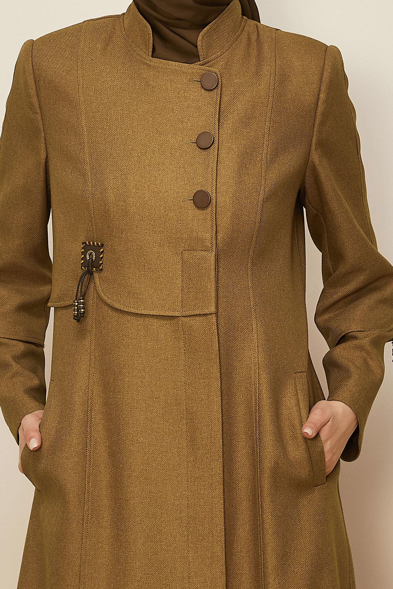 Vêtements hijab JAUNE PARDESSUS COL MANDARINE BOUTONS 10499