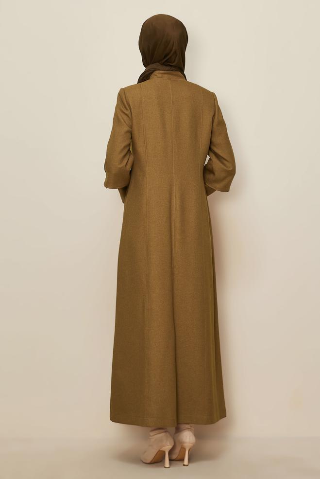 Vêtements hijab JAUNE PARDESSUS COL MANDARINE BOUTONS 10499 - ALVİNA