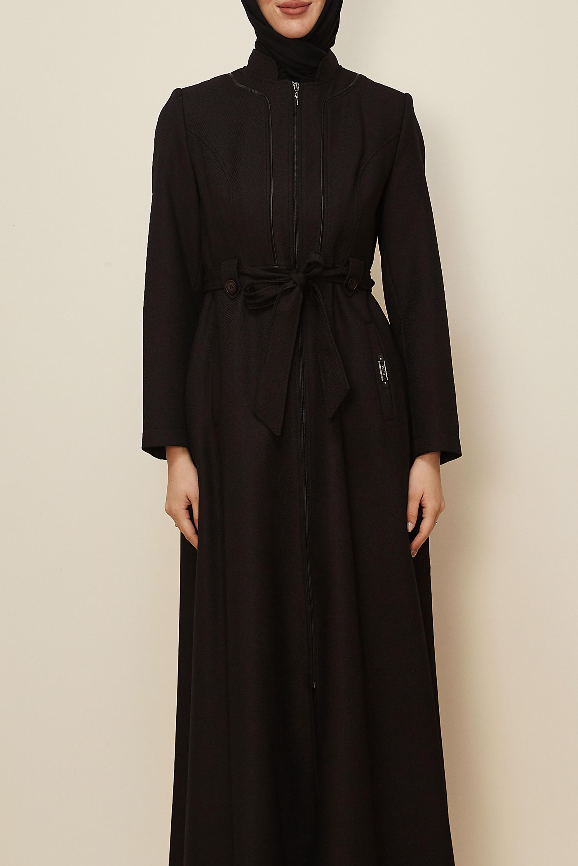 Vêtements hijab NOIR PARDESSUS ZIPPÉ IMPRIMÉ 10653