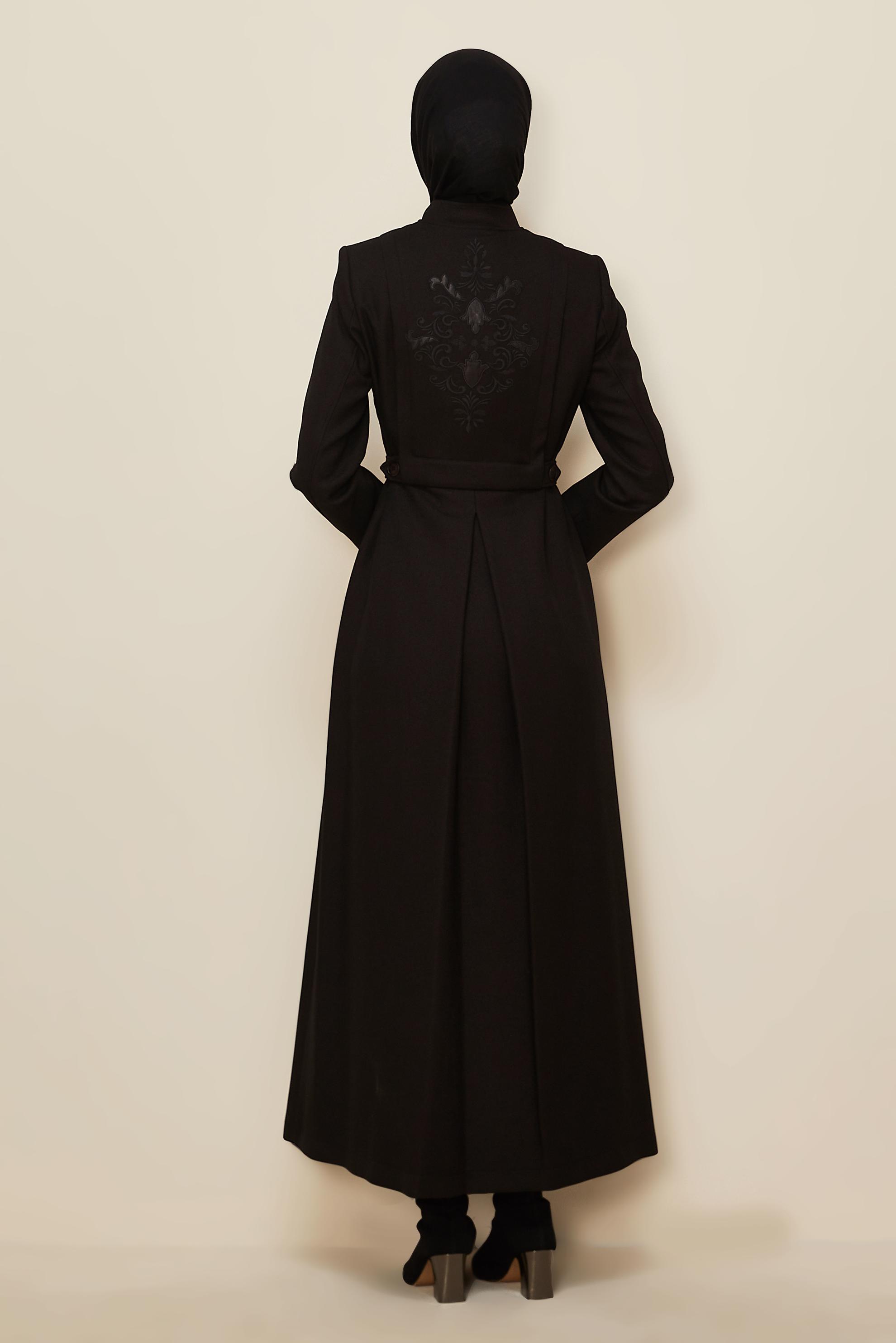 Vêtements hijab NOIR PARDESSUS ZIPPÉ IMPRIMÉ 10653