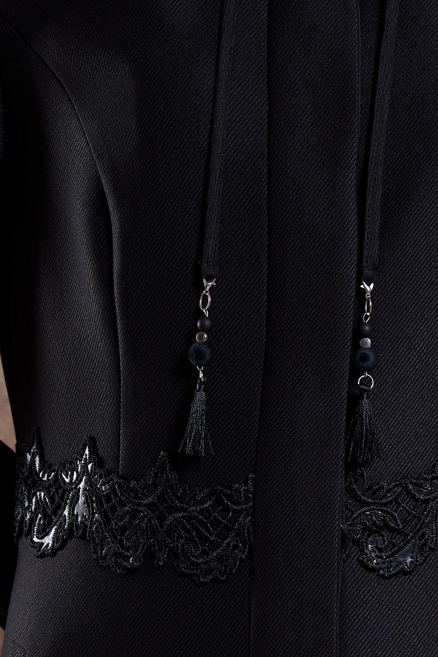 Tesettür giyim SİYAH NAKIŞLI BAĞCIKLI PARDESÜ 10662 