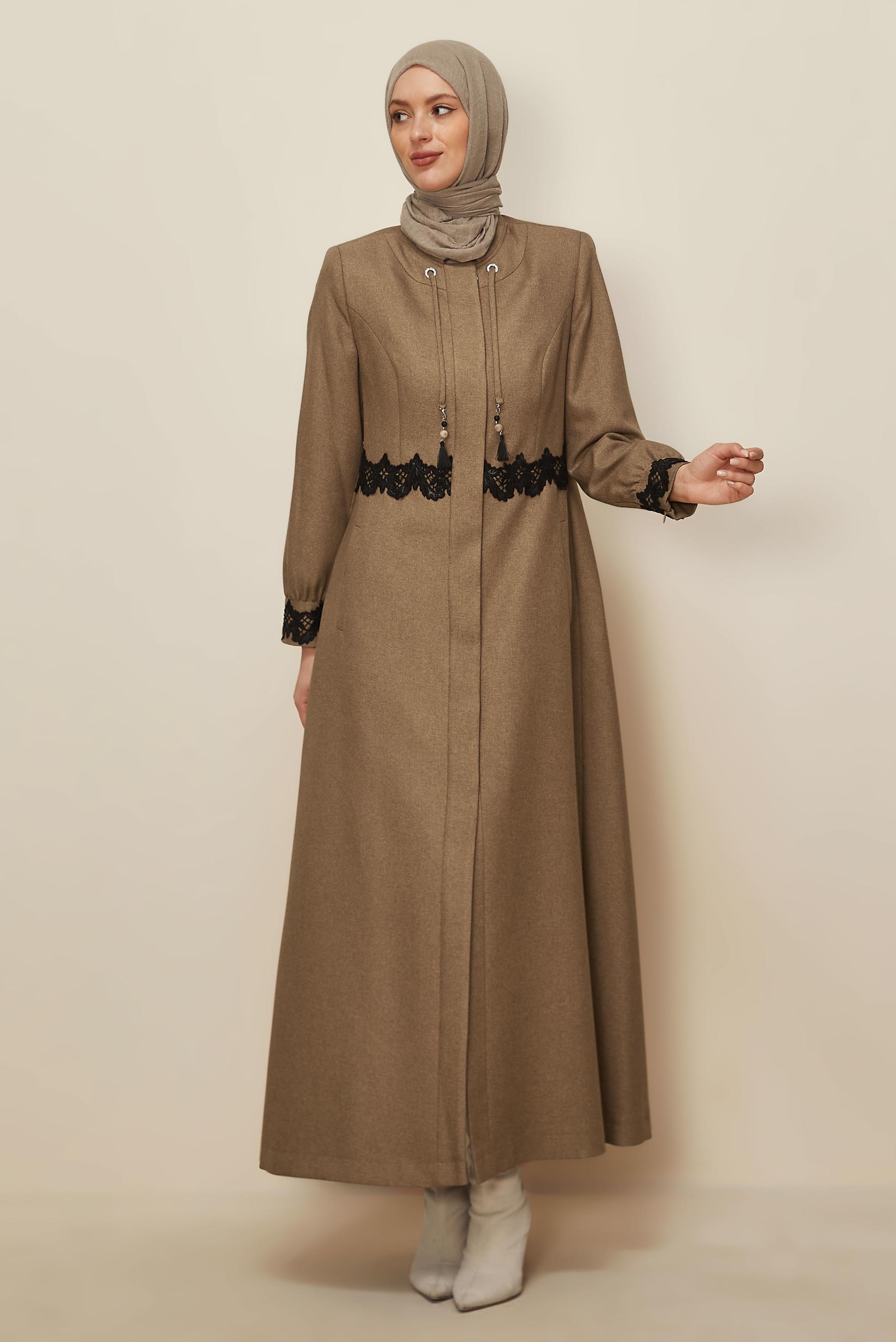 Vêtements hijab BRUN PARDESSUS BRODÉ 10662
