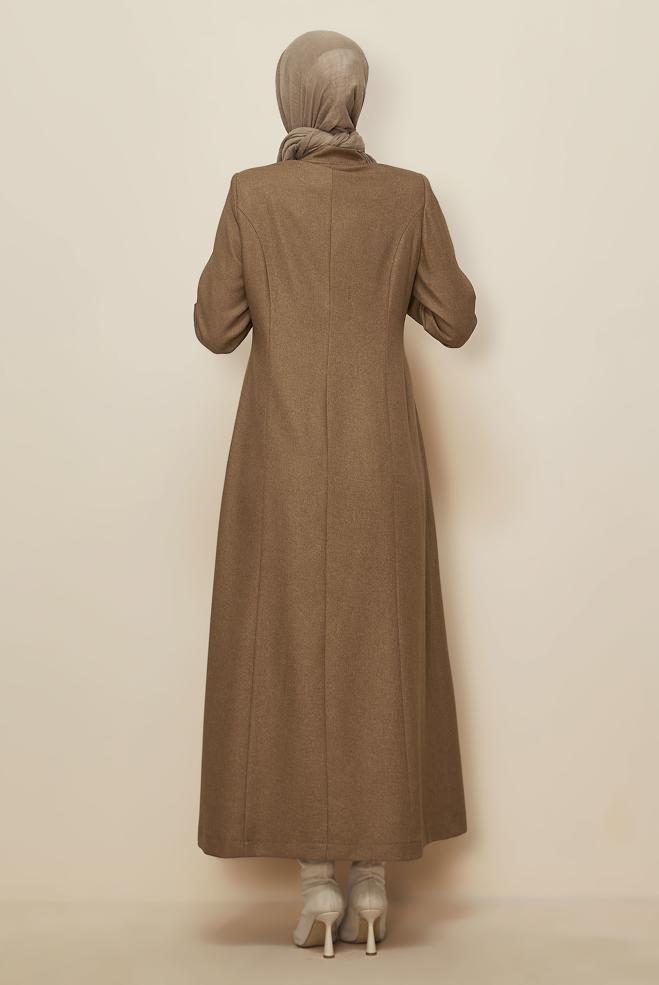 Vêtements hijab BRUN PARDESSUS BRODÉ 10662 - ALVİNA