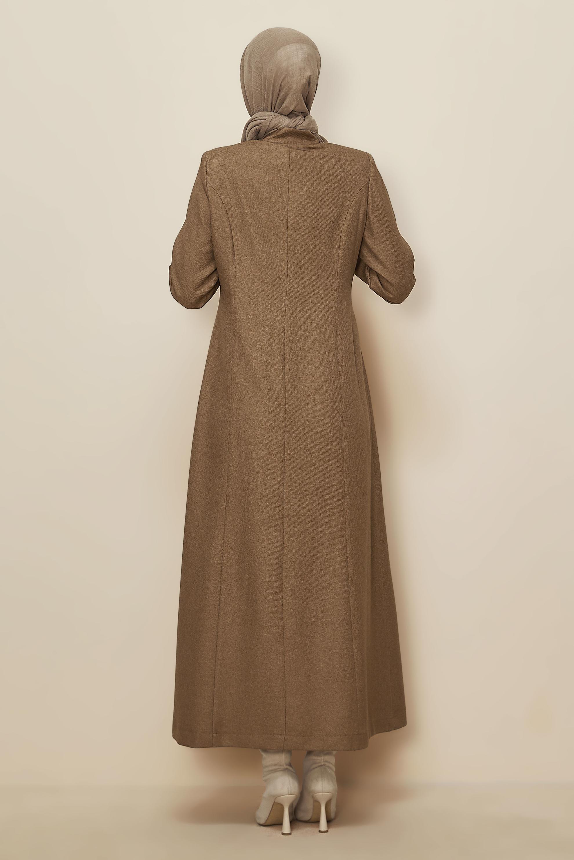Vêtements hijab BRUN PARDESSUS BRODÉ 10662