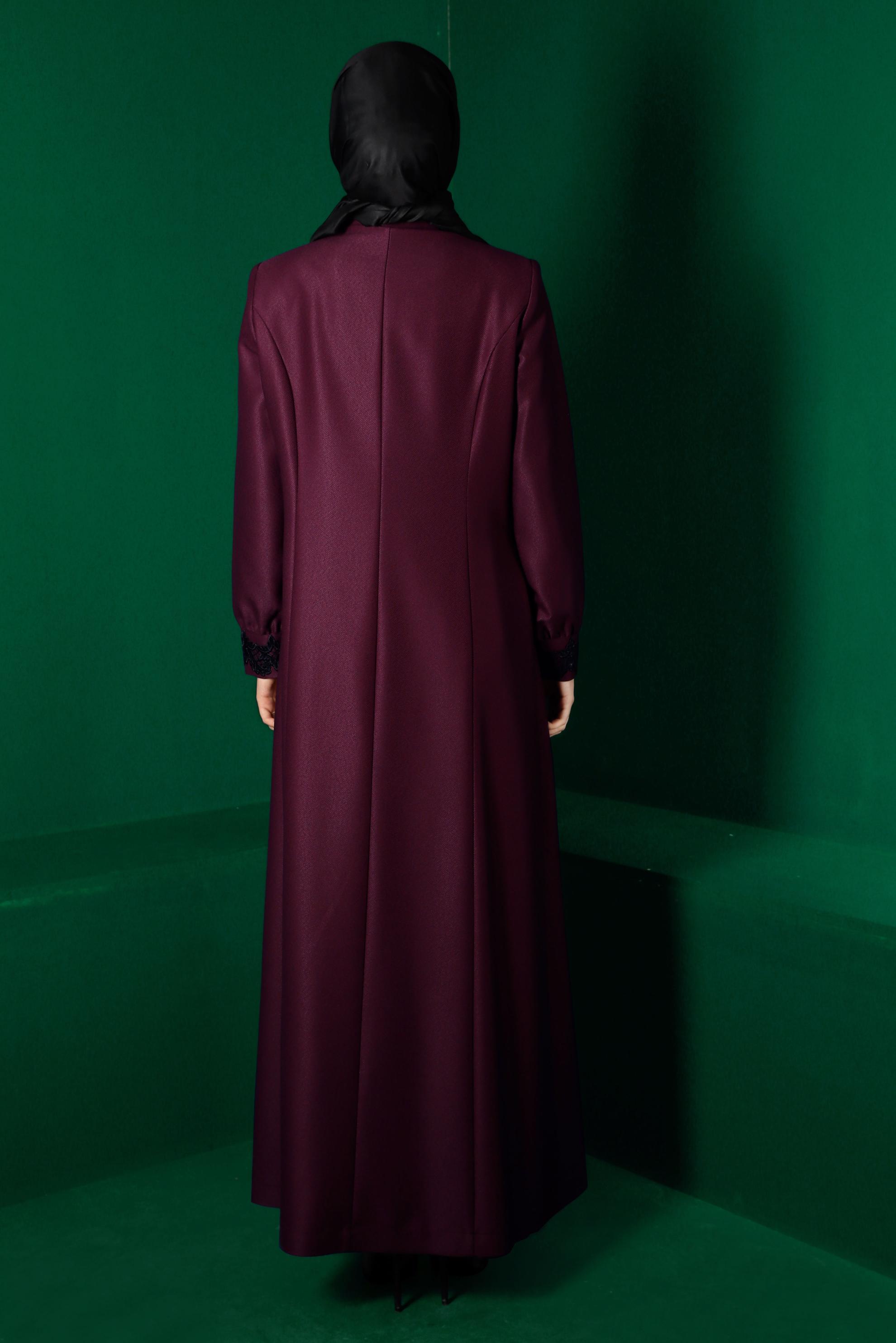 Tesettür giyim MÜRDÜM NAKIŞLI BAĞCIKLI PARDESÜ 10662 