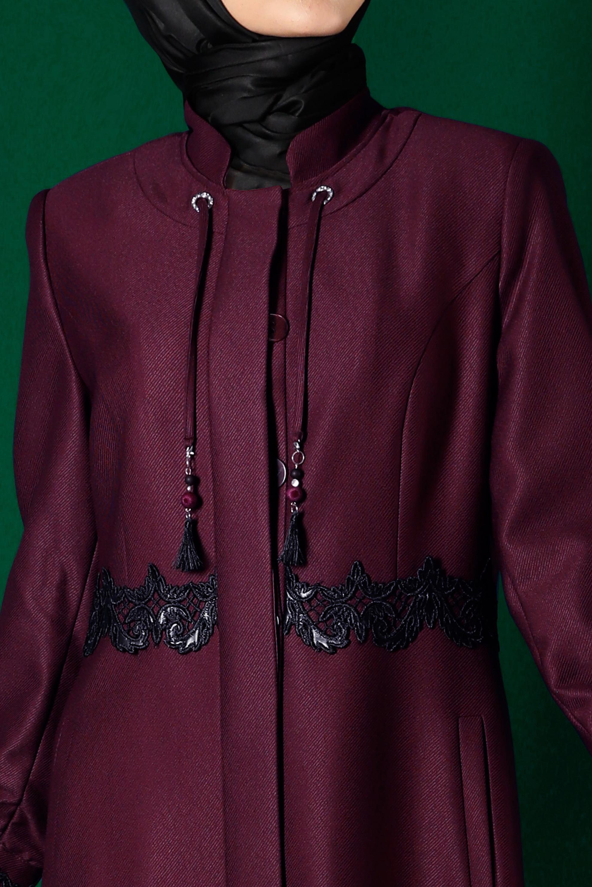 Tesettür giyim MÜRDÜM NAKIŞLI BAĞCIKLI PARDESÜ 10662 