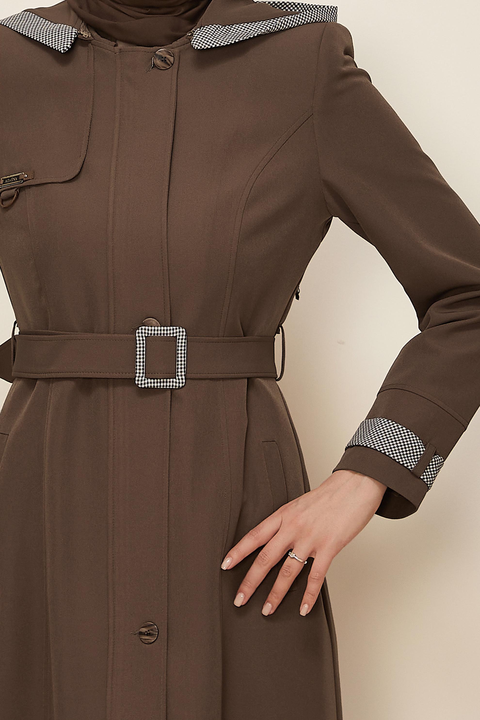 Hijab clothing MINK HOODED BELTED TOPCOAT 10673