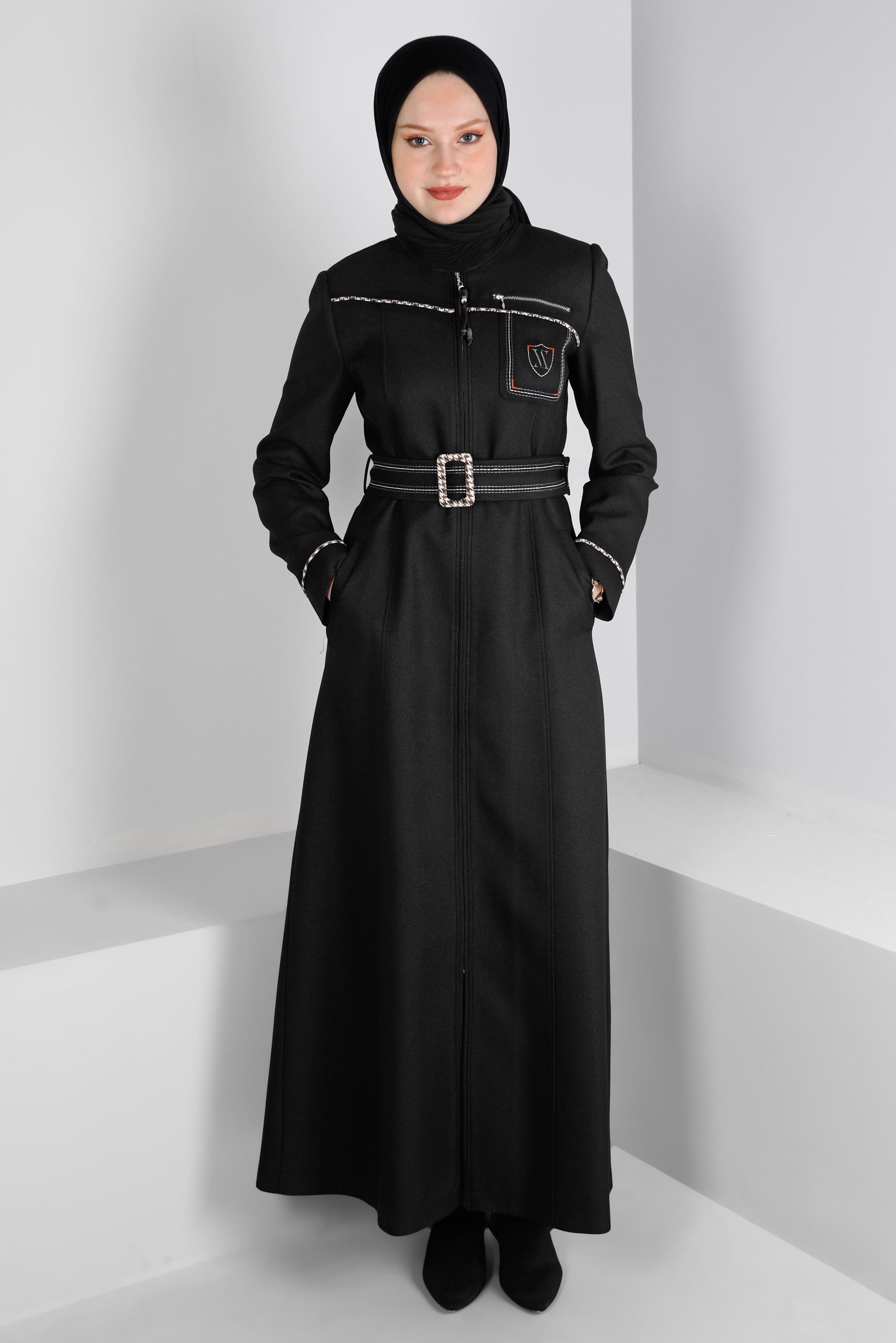 Vêtements hijab NOIR PARDESSUS CEINTURE 44115