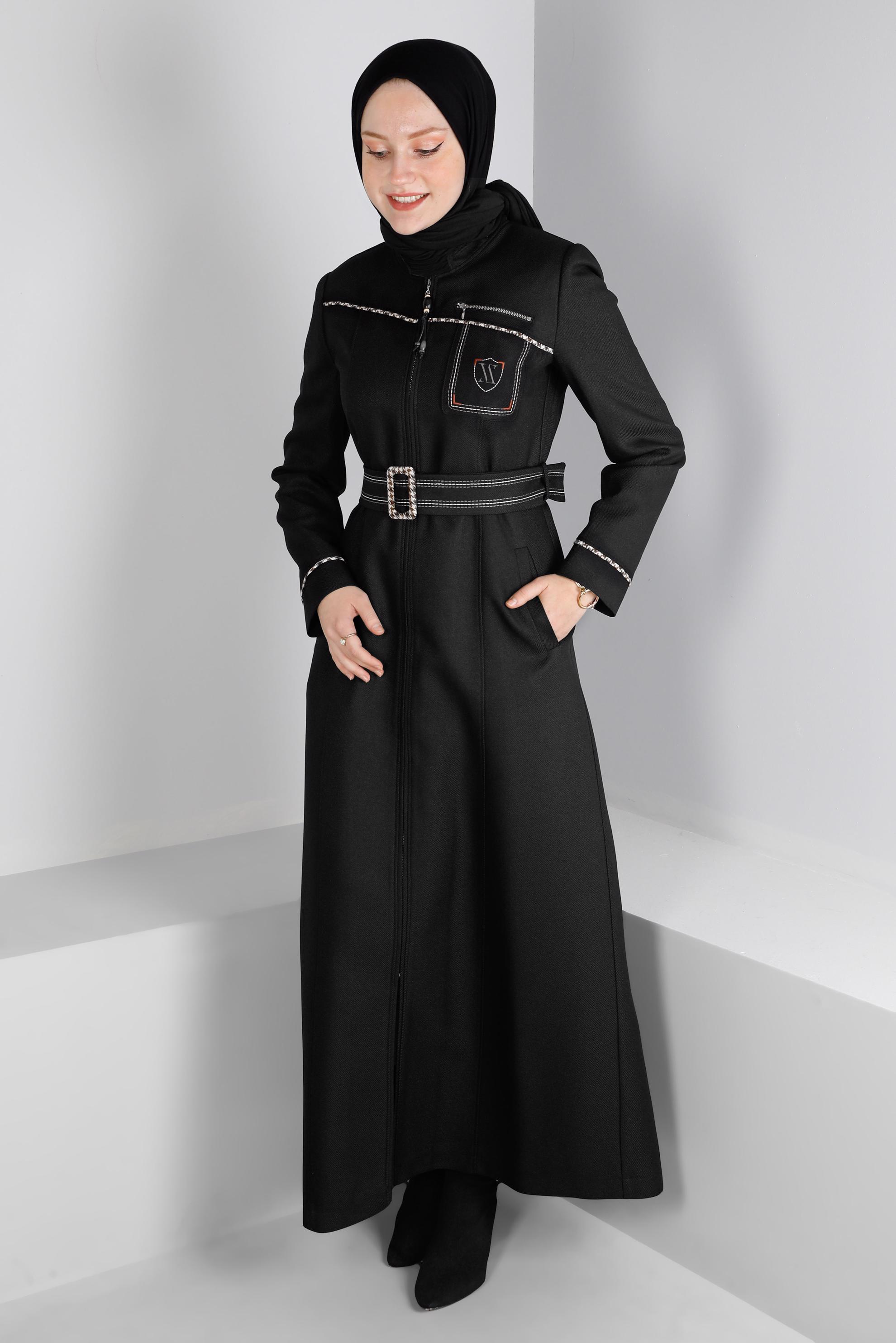 Vêtements hijab NOIR PARDESSUS CEINTURE 44115