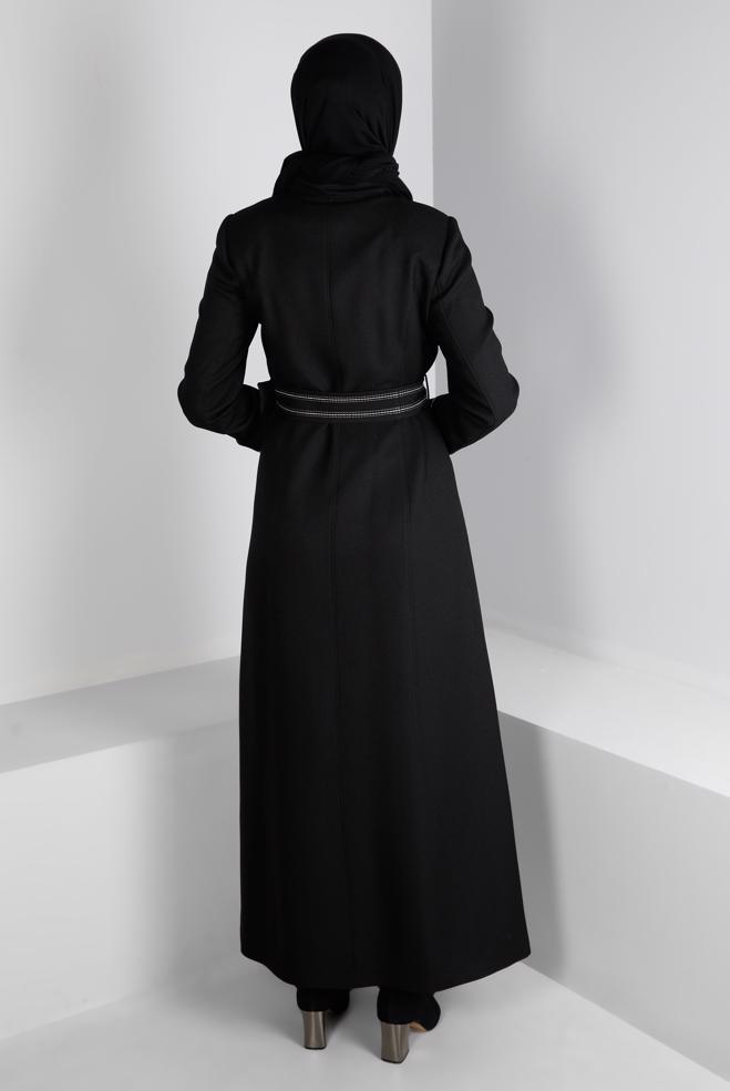 Vêtements hijab NOIR PARDESSUS CEINTURE 44115 - ALVİNA