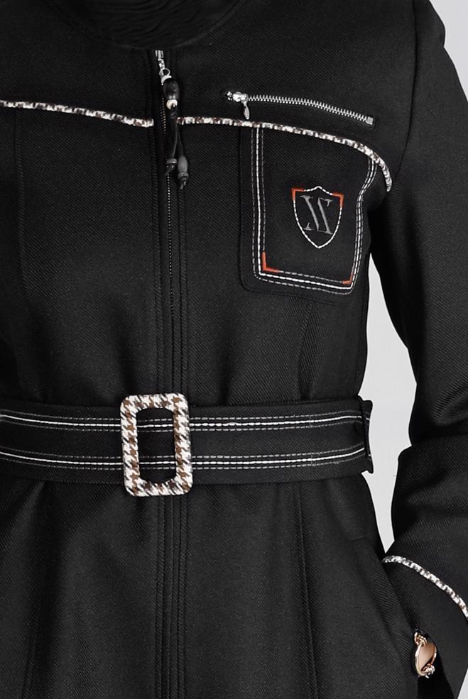 Vêtements hijab NOIR PARDESSUS CEINTURE 44115 - ALVİNA