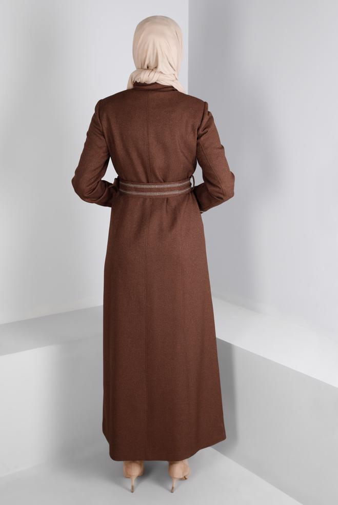 Vêtements hijab BRUN PARDESSUS CEINTURE 44115 - ALVİNA