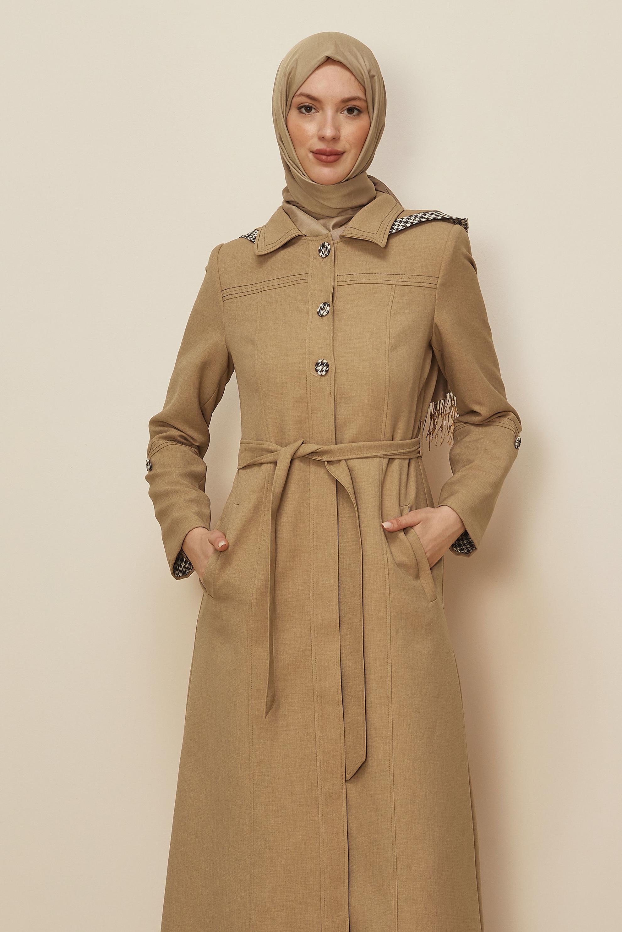 Vêtements hijab BEIGE PARDESSUS CEINTURÉ 10686