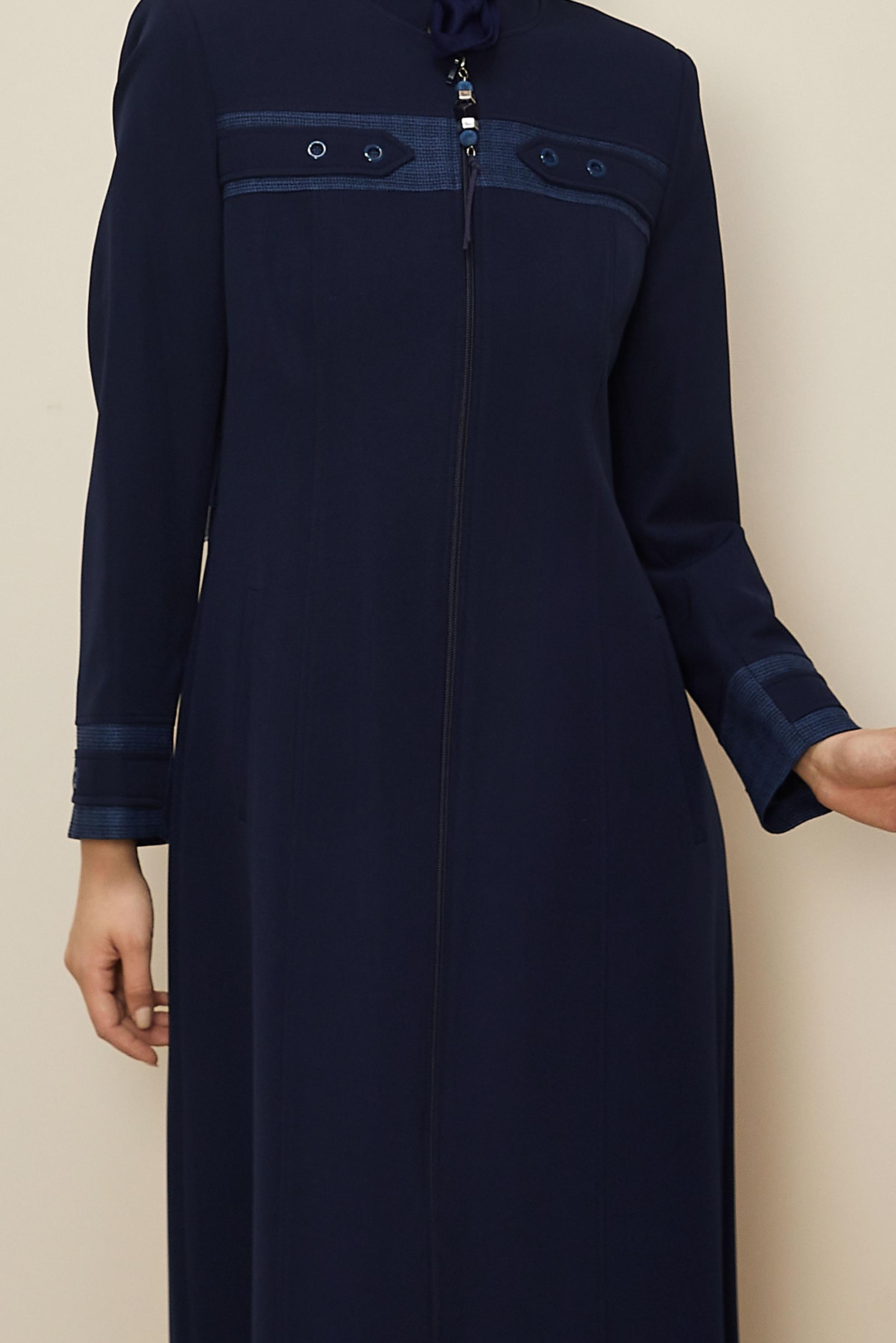 Vêtements hijab BLEU MARINE PARDESSUS ZIPPÉ AVEC CEINTURE 10687