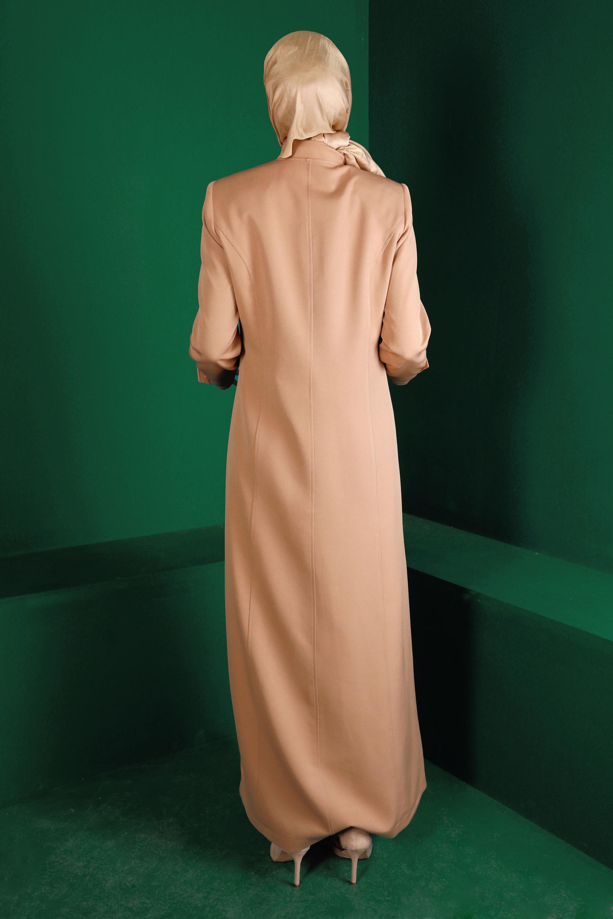 Tesettür giyim KAHVE ZIMBA DETAYLI YANDAN BAĞLAMALI PARDESÜ 10677