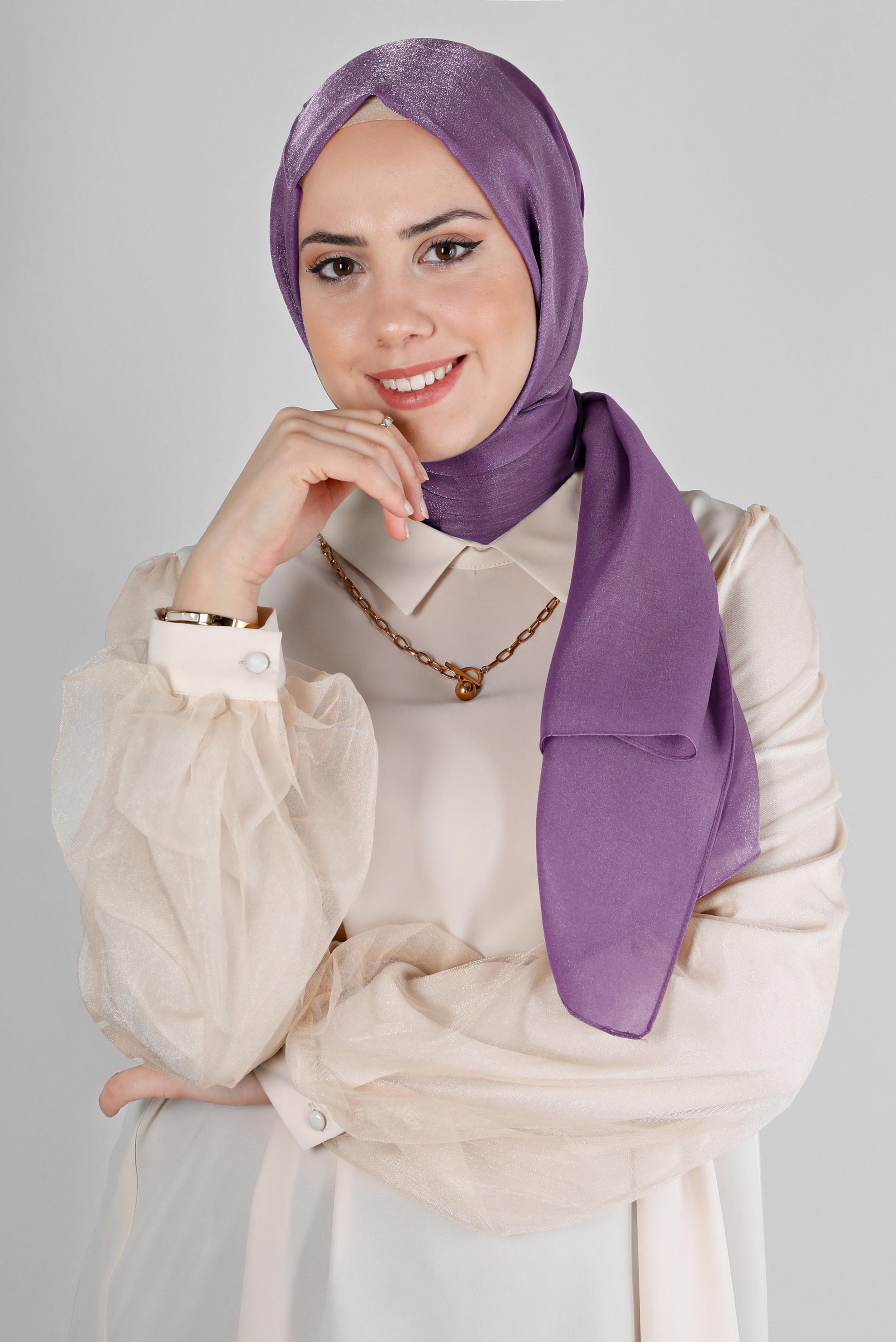 Tesettür giyim MOR ALVİNA PARILTI BANTLI ŞAL 8210