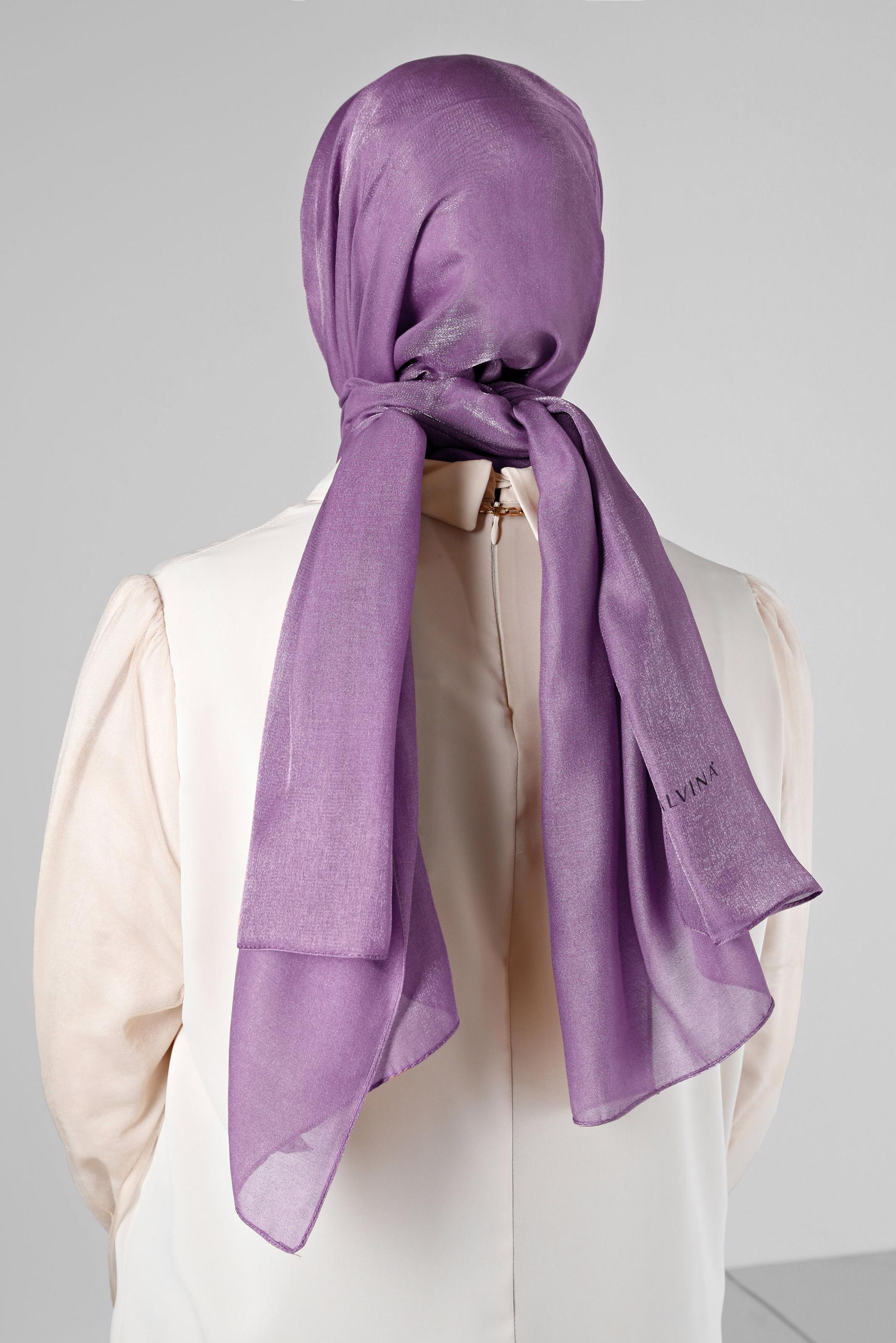 Tesettür giyim MOR ALVİNA PARILTI BANTLI ŞAL 8210