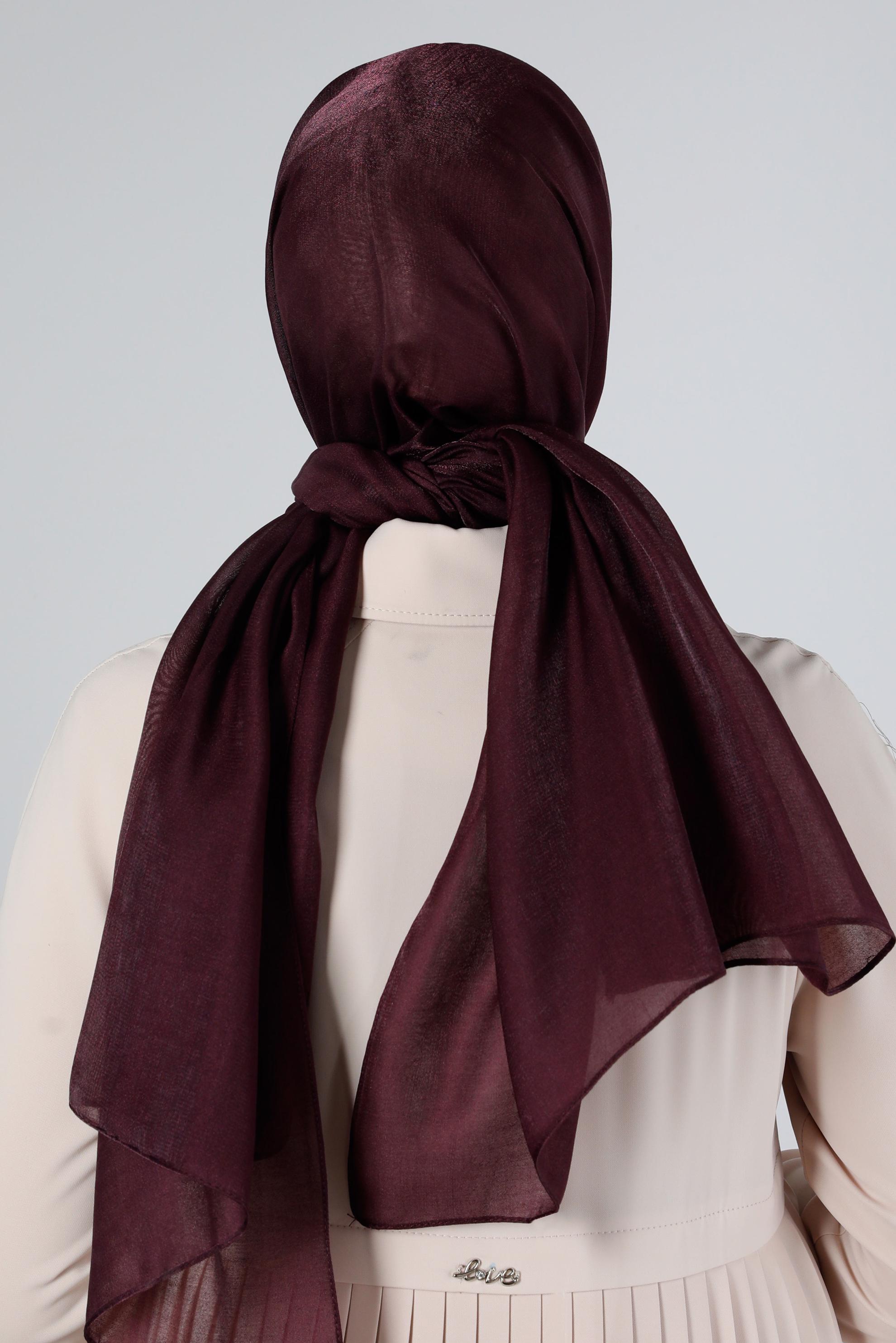 Tesettür giyim MÜRDÜM ALVİNA PARILTI BANTLI ŞAL 8210