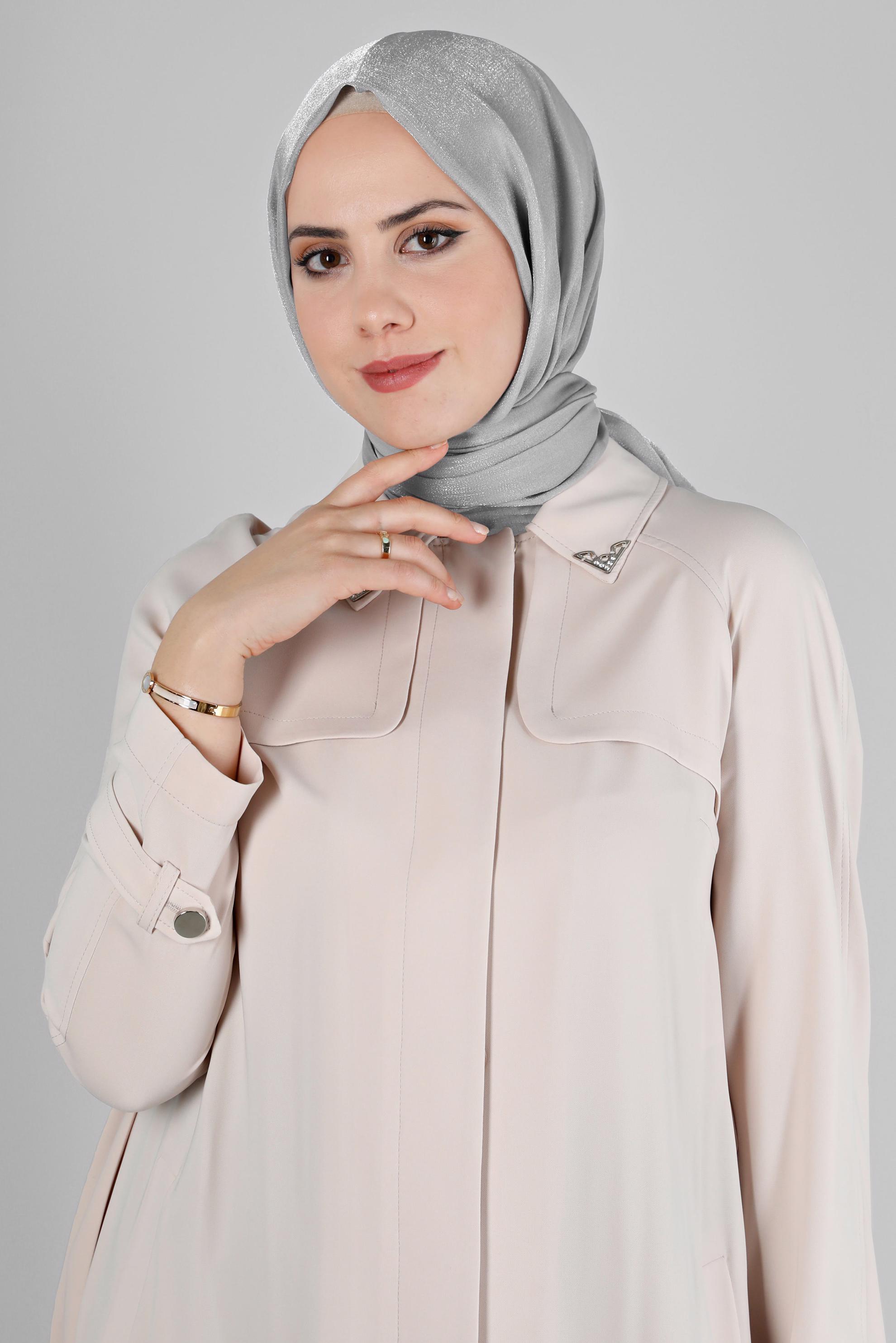 Vêtements hijab ARGENT CHÂLE BRILLANT ALVİNA 8210