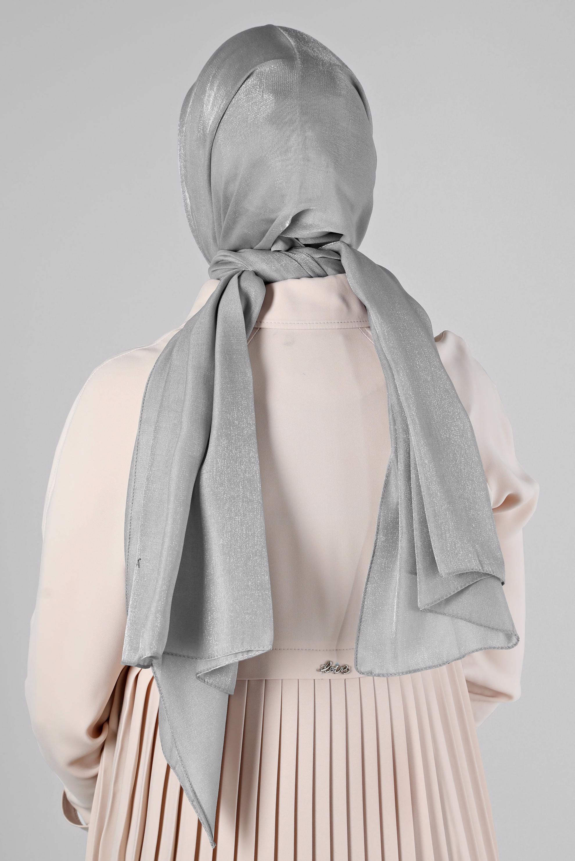 Vêtements hijab ARGENT CHÂLE BRILLANT ALVİNA 8210